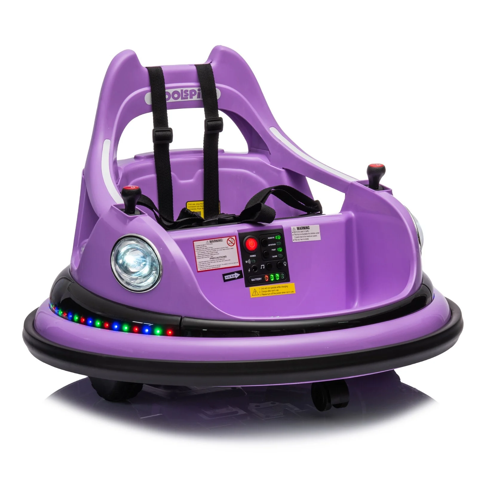 12V Electric Ride-On Bumper Car for Kids with Remote Control Purple - Image 13
