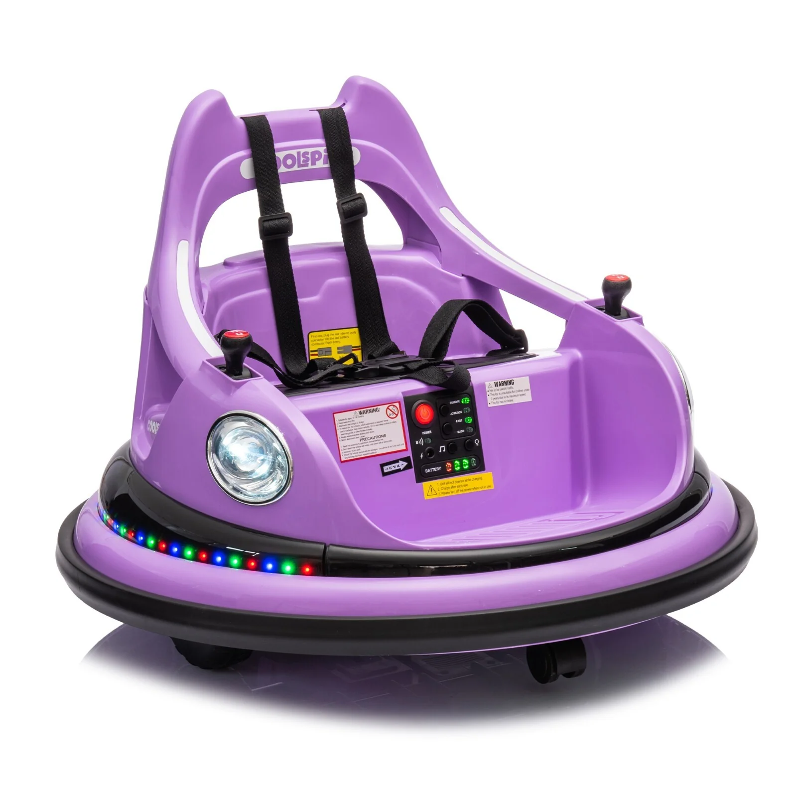 12V Electric Ride-On Bumper Car for Kids with Remote Control Purple - Image 20