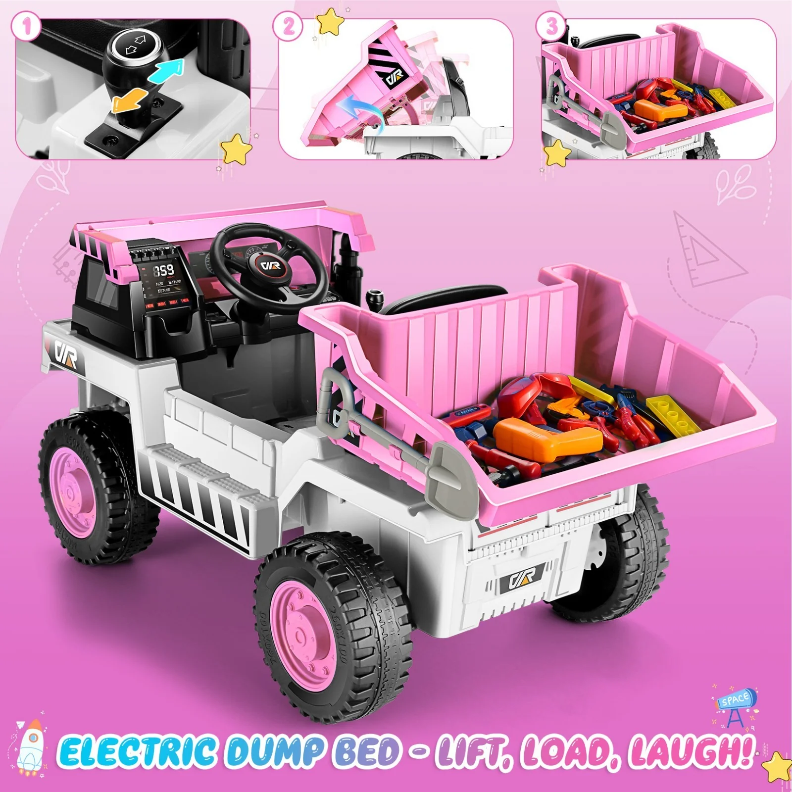 12V Electric Ride-On Dump Truck for Kids with Remote Control and Functional Dump Bed - Image 13
