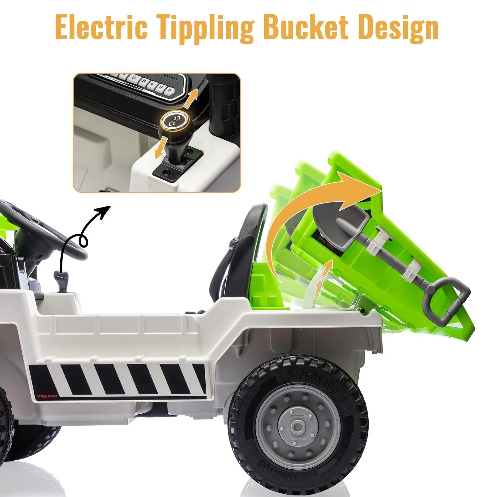 12V Electric Ride-On Dump Truck with Functional Dump Bed for Kids - Image 12