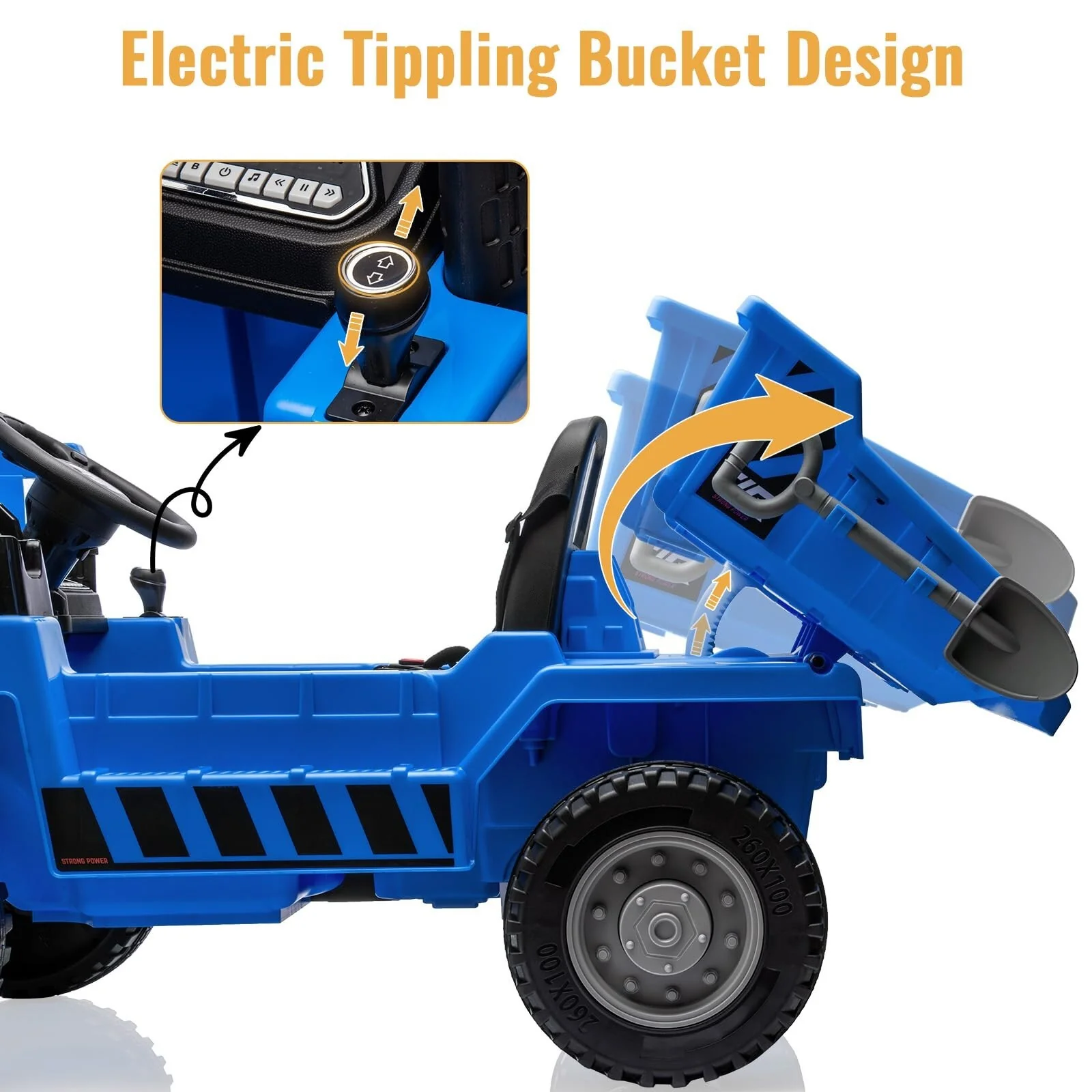 12V Electric Ride-On Dump Truck with Functional Dump Bed for Kids - Image 20