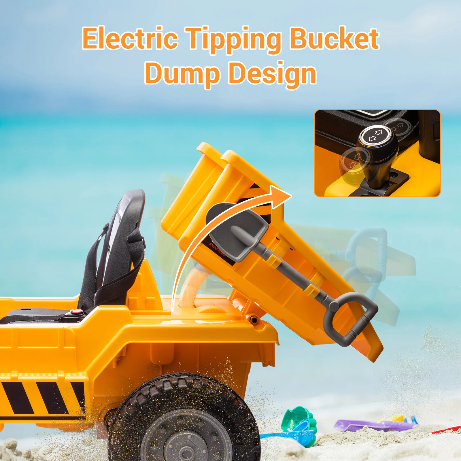 12V Battery-Powered Electric Ride-On Engineering Dump Truck with Remote Control - Image 4