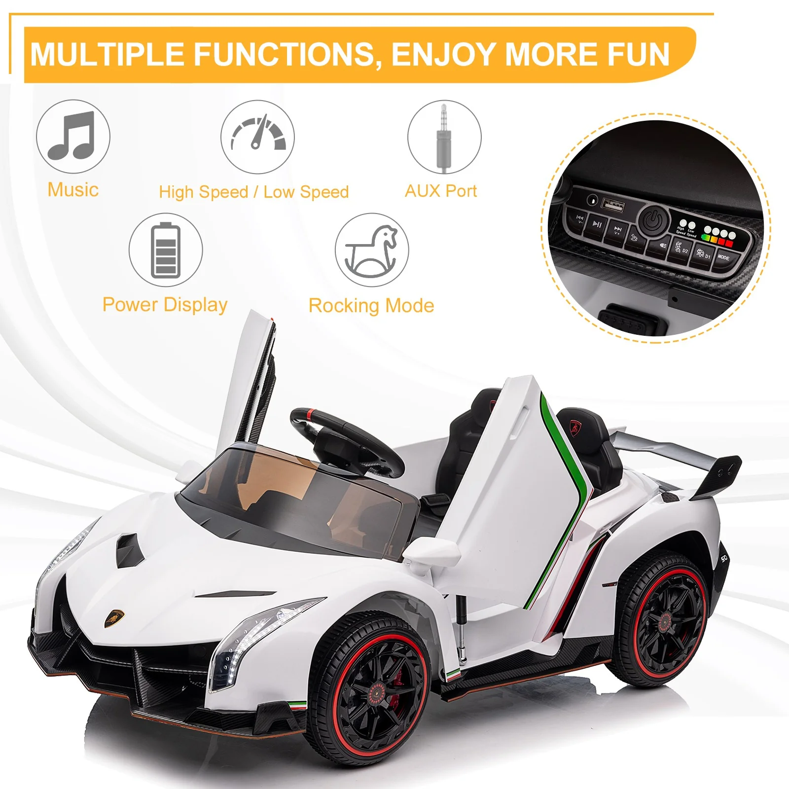 12V Electric Lamborghini Veneno Ride-On Car for Children Aged 3-6 - Image 2
