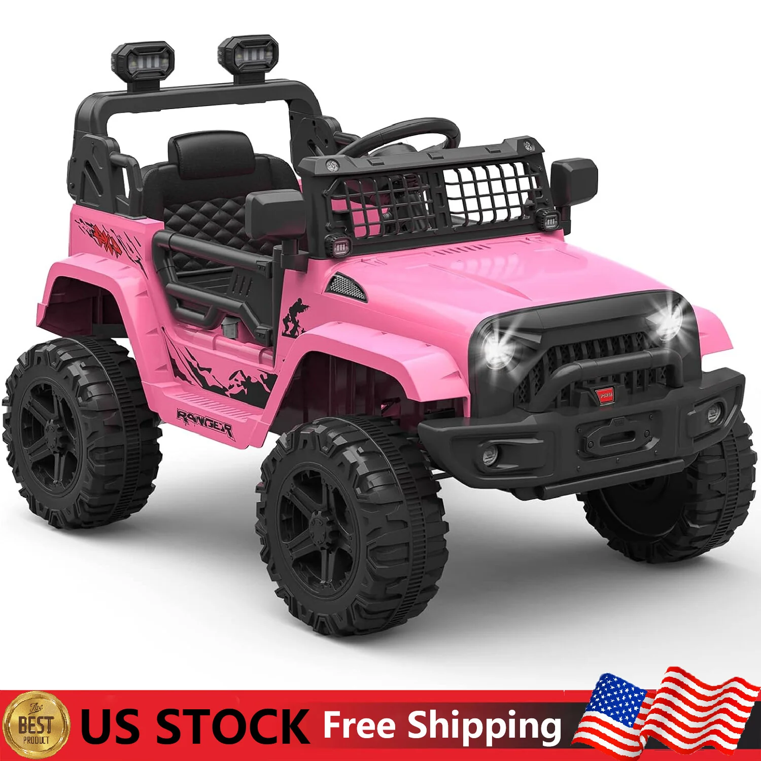 12V Electric Ride-On Truck for Kids with Battery and LED Headlights Toy Car