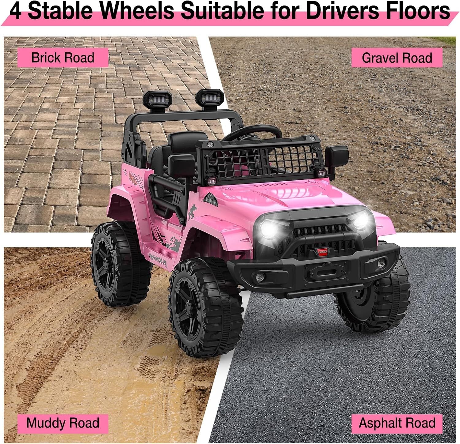 12V Electric Ride-On Truck for Kids with Battery and LED Headlights Toy Car - Image 11