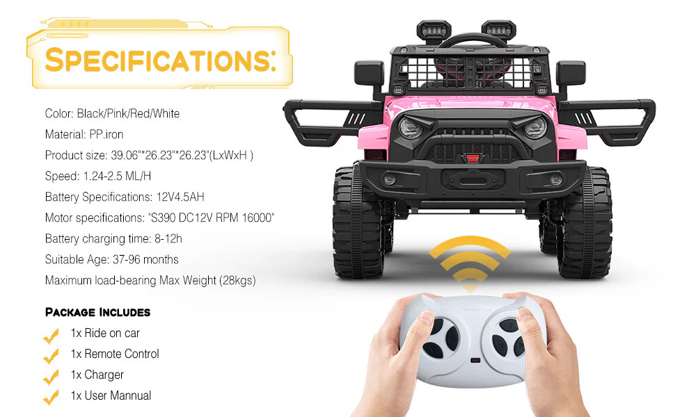 12V Electric Ride-On Truck for Kids with Battery and LED Headlights Toy Car - Image 17
