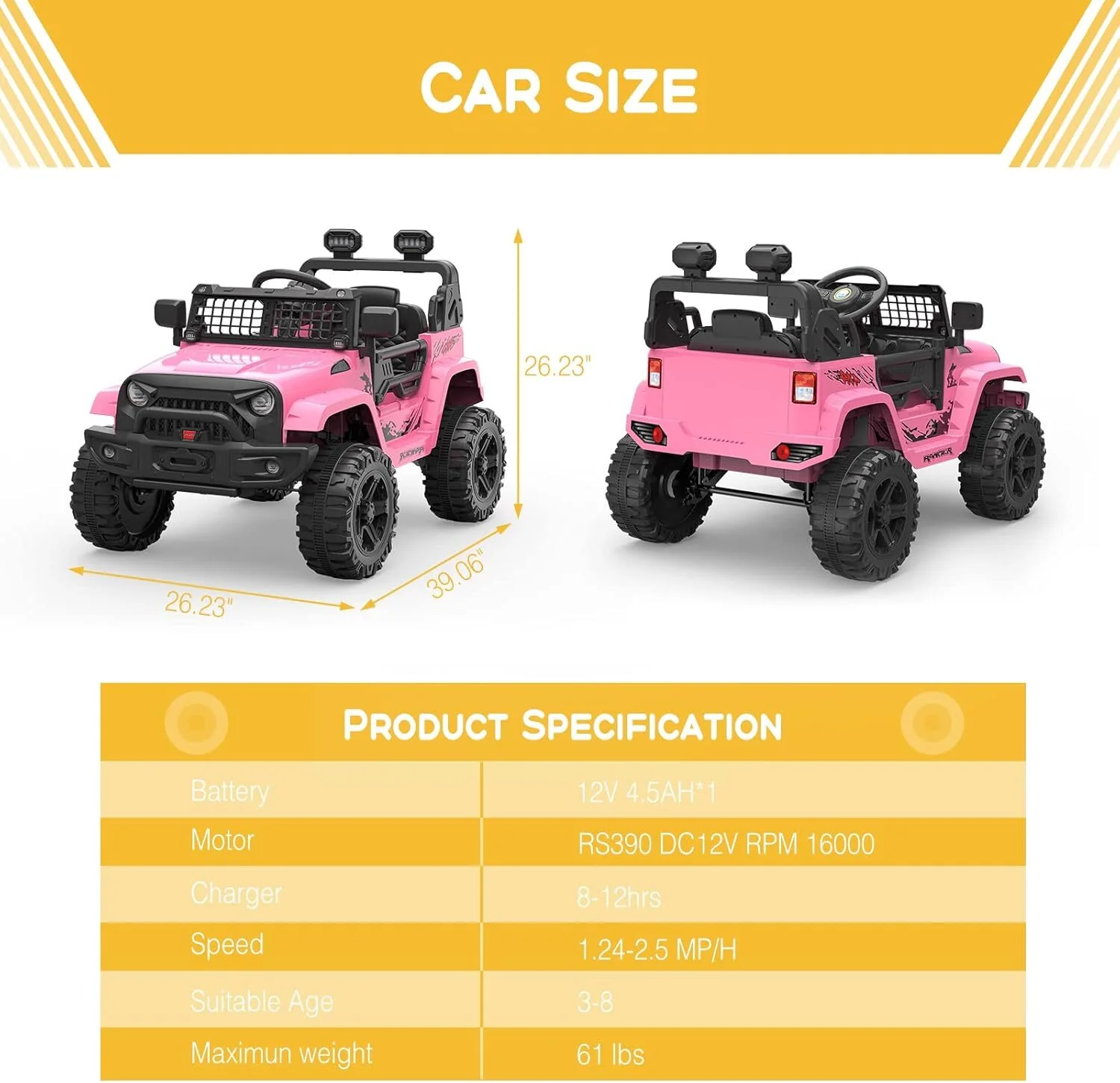 12V Electric Ride-On Truck for Kids with Battery and LED Headlights Toy Car - Image 6