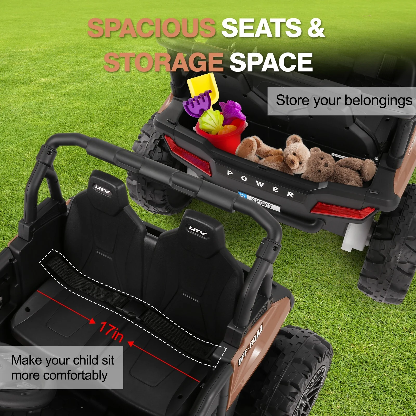 12V Electric Ride-On Off-Road UTV Car for Kids with Remote Control Toy - Image 3