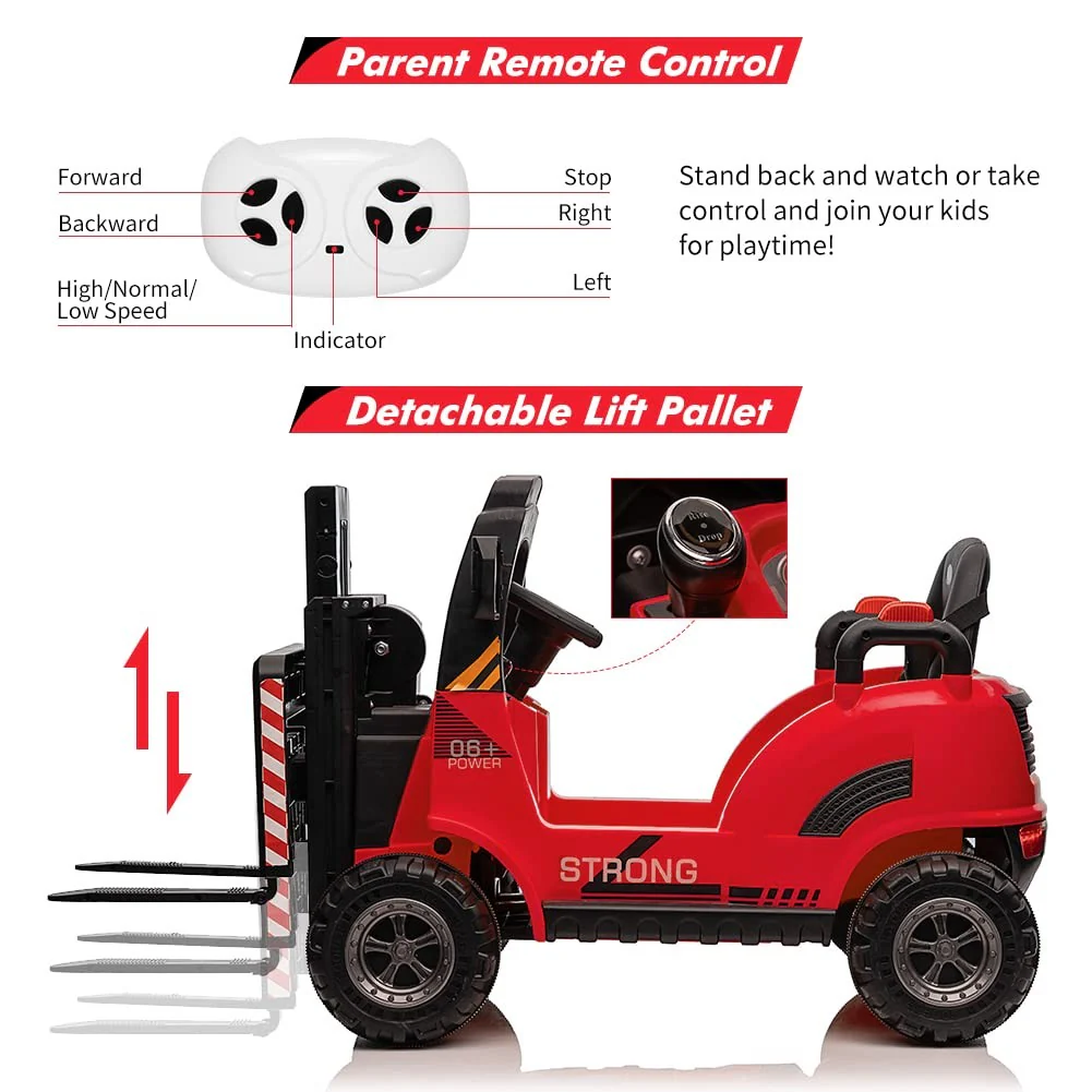 12V Electric Ride-On Construction Forklift Car for Kids with Remote Control - Image 12