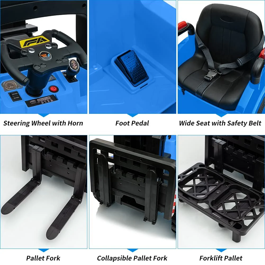 12V Electric Ride-On Construction Forklift Car for Kids with Remote Control - Image 17