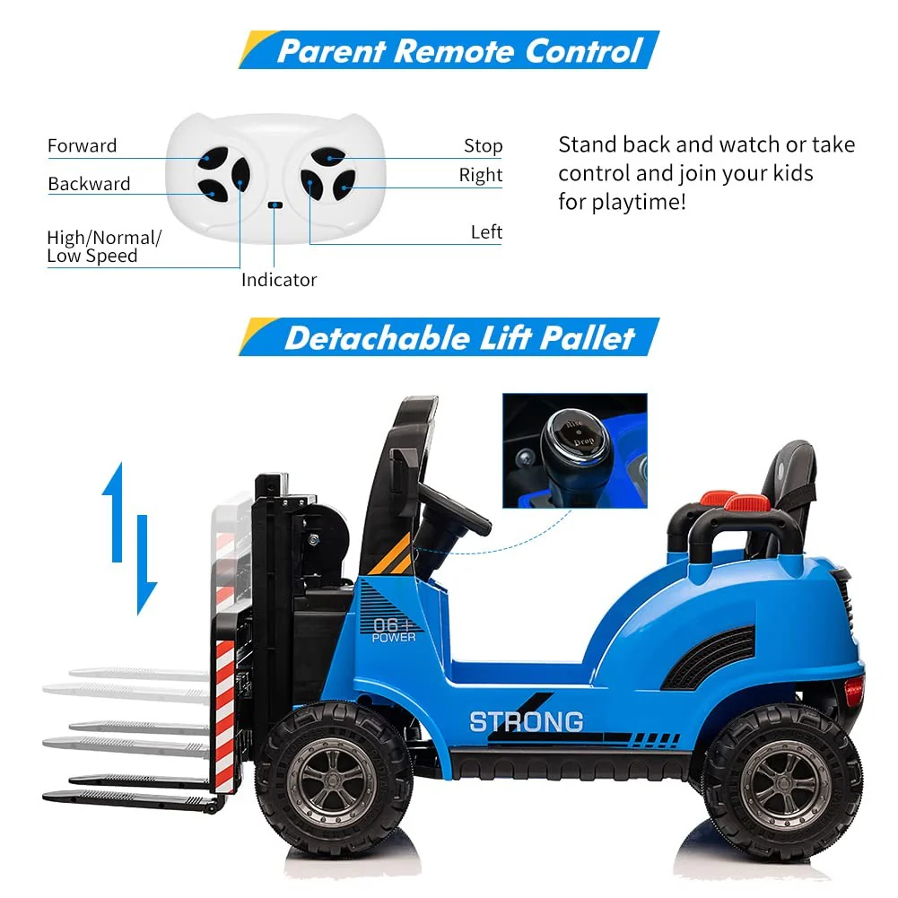 12V Electric Ride-On Construction Forklift Car for Kids with Remote Control - Image 18