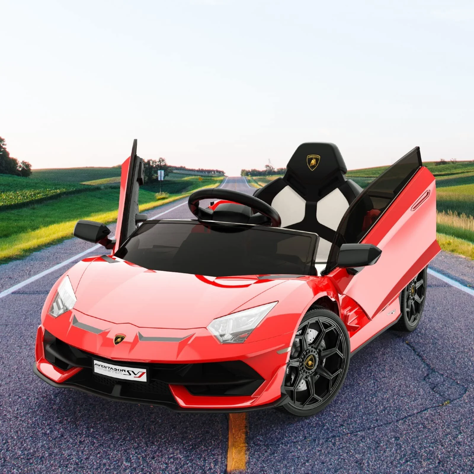 12V Electric Ride-On Car for Kids Licensed Lamborghini SVJ with Remote Control - Image 2