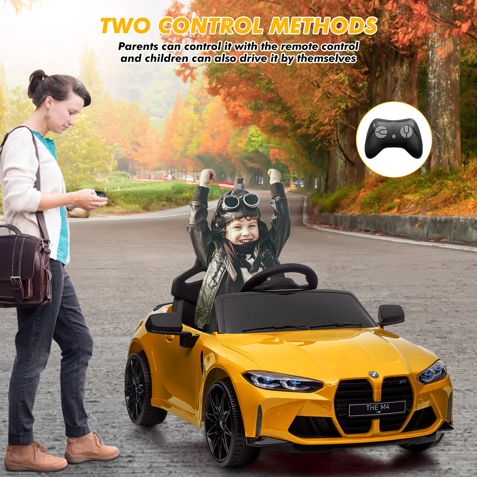 12V Battery-Powered Licensed BMW M4 Ride-On Car with Remote Control for Kids - Image 11