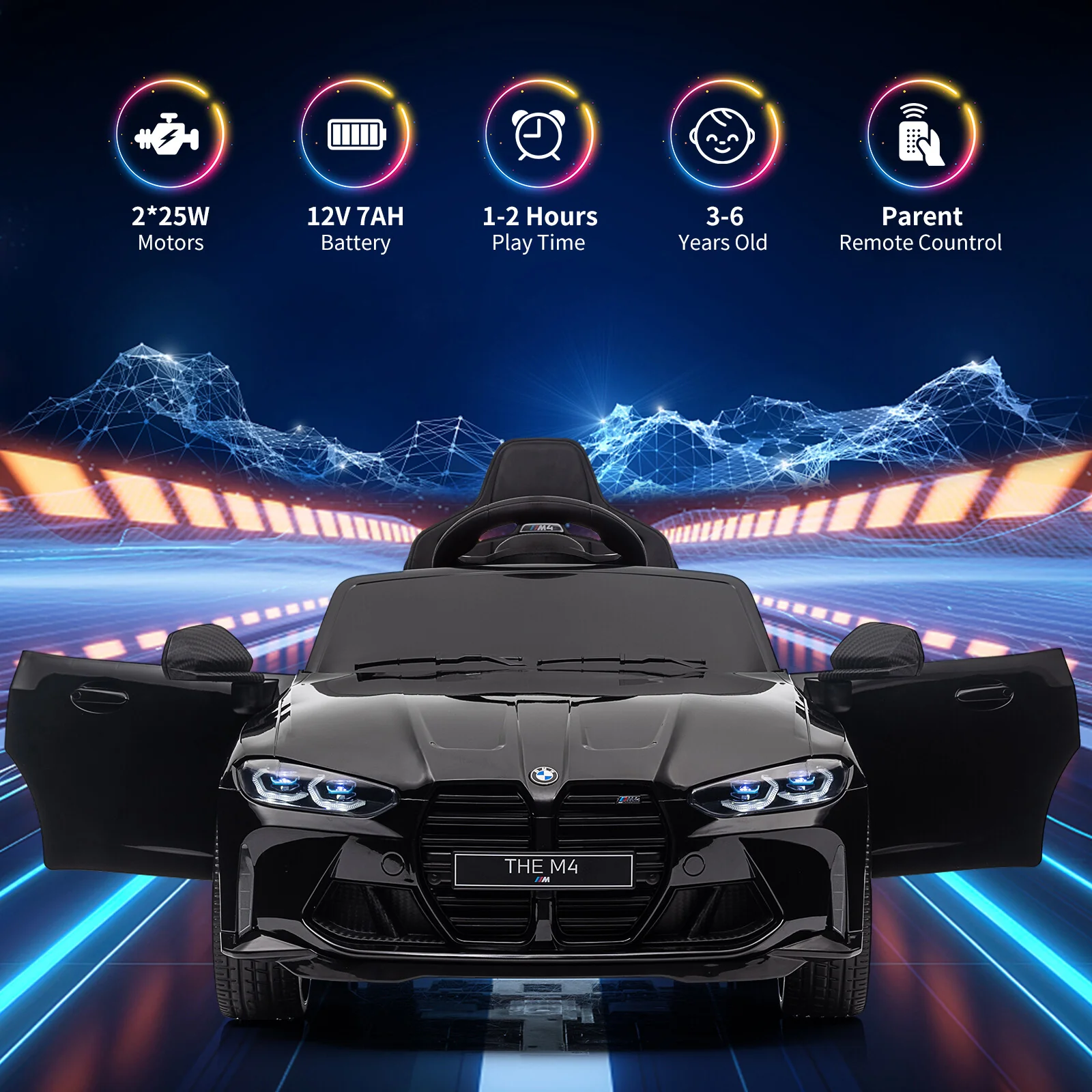 12V Battery-Powered Licensed BMW M4 Ride-On Car with Remote Control for Kids - Image 6