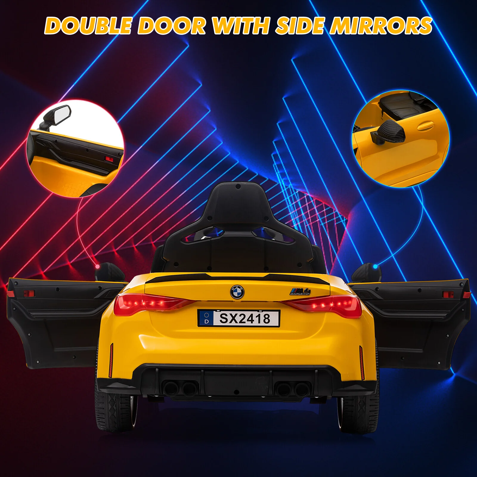 12V Battery-Powered Licensed BMW M4 Ride-On Car with Remote Control for Kids - Image 7