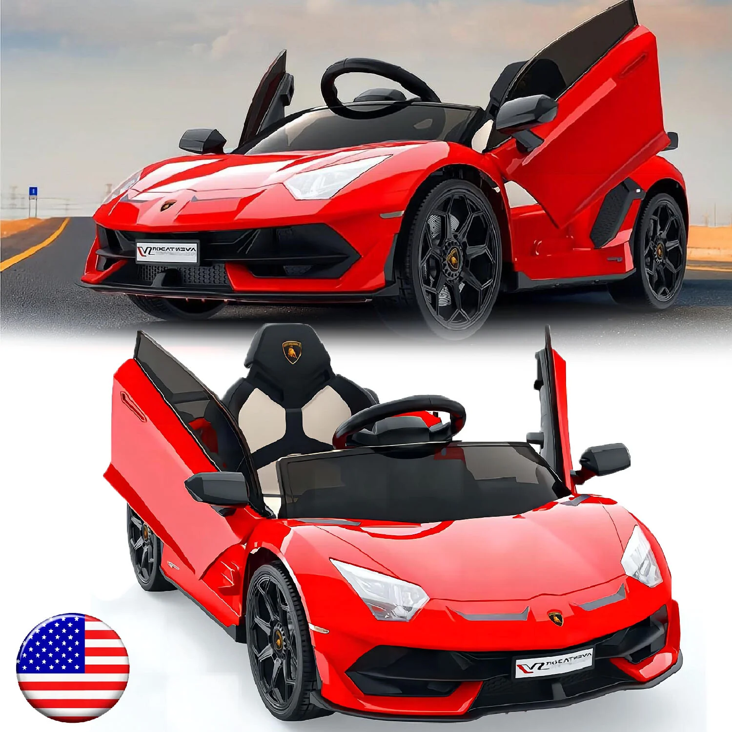 12V Battery-Powered Kids Electric Ride-On Car with LED Headlights and Hydraulic Doors - Image 10