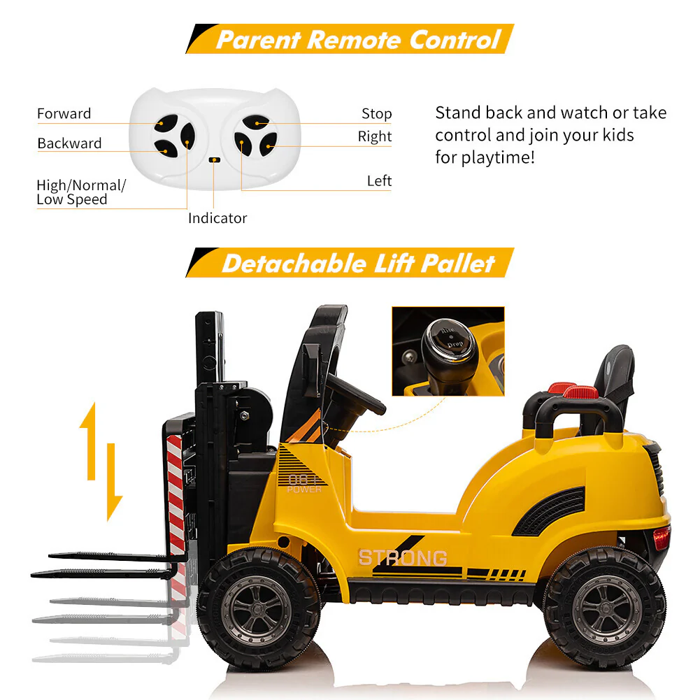 12V Electric Ride-On Forklift Car for Kids with Remote Control and Pallet - Image 12
