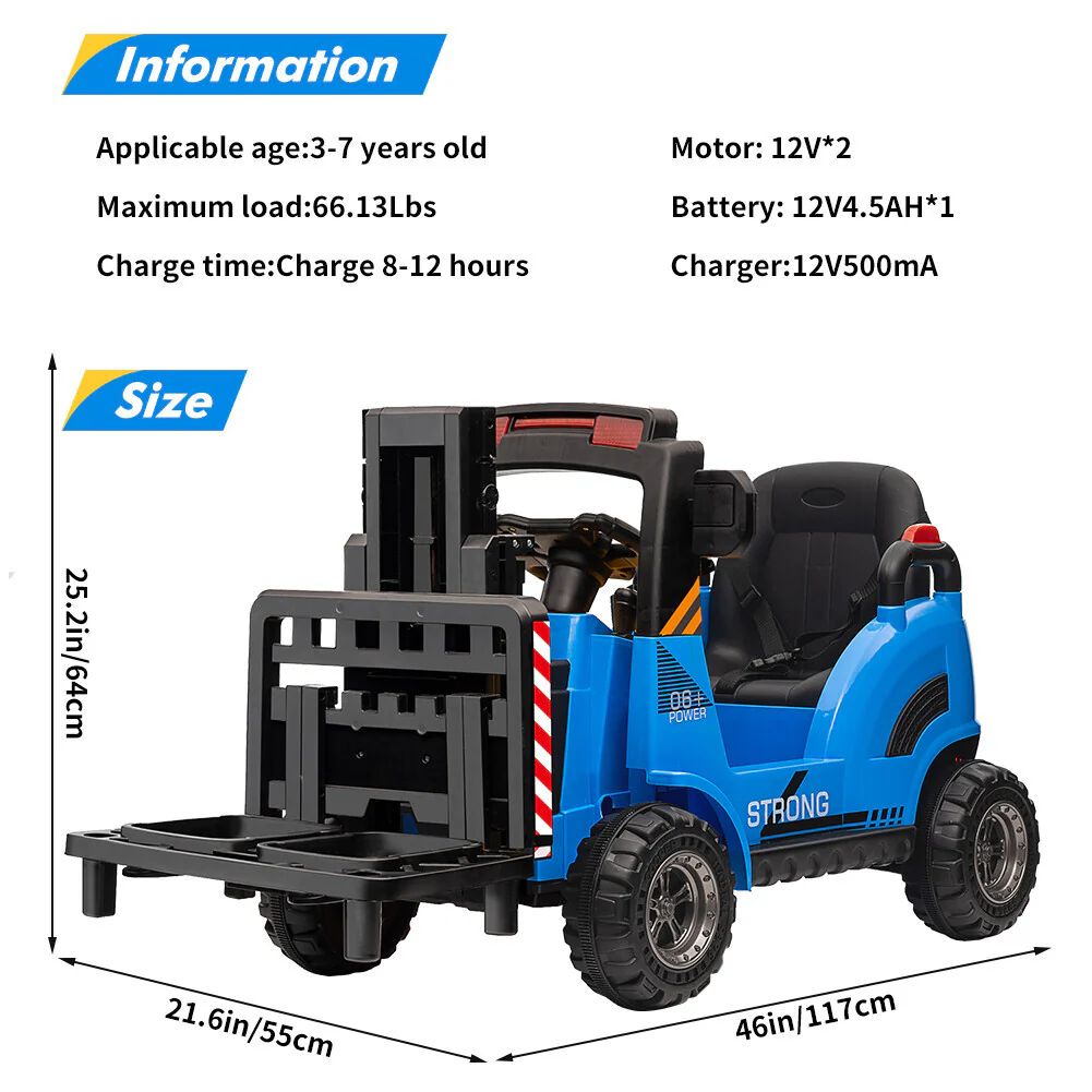 12V Electric Ride-On Forklift Car for Kids with Remote Control and Pallet - Image 18