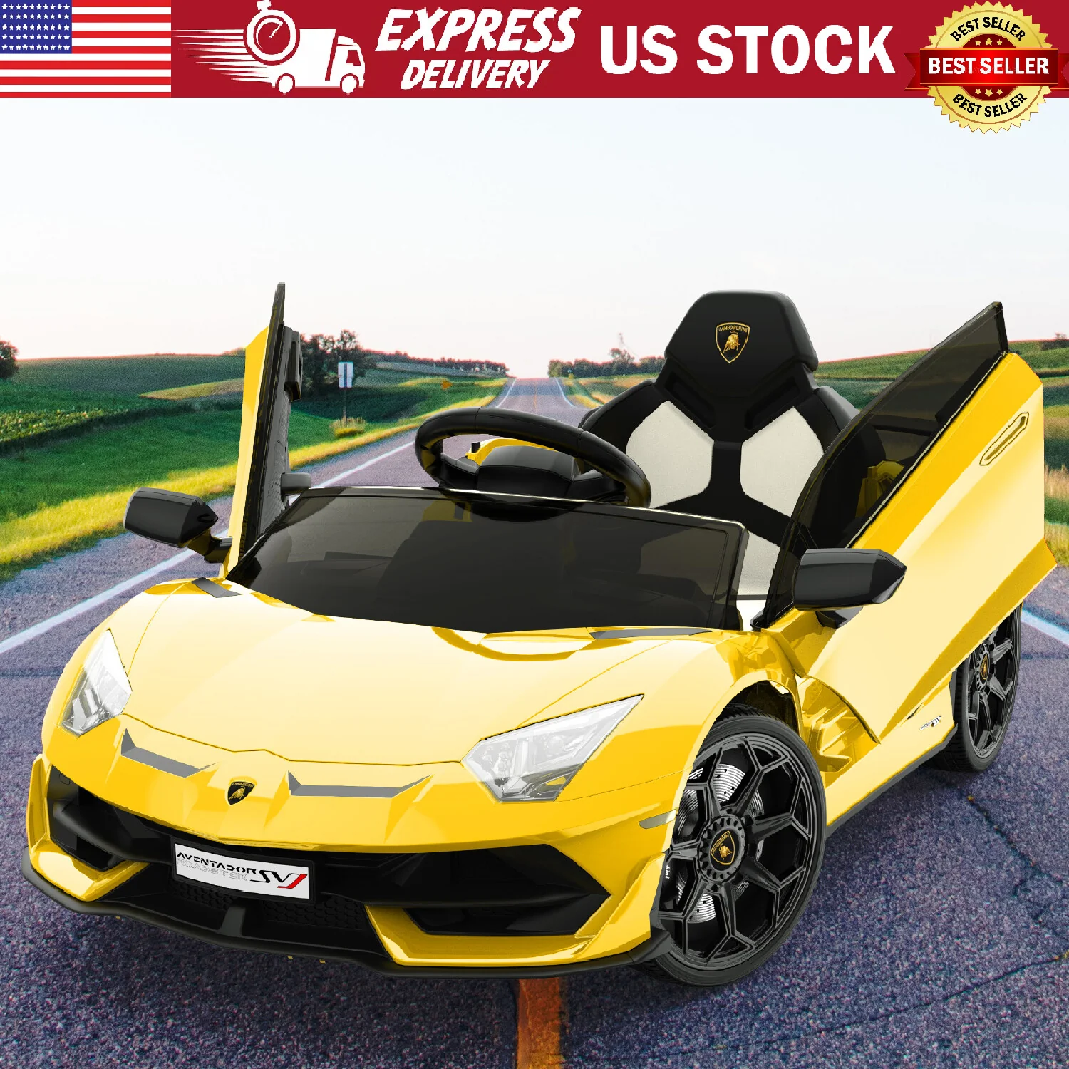 12V Electric Ride-On Car for Kids with LED Lights Licensed Lamborghini Design - Image 11