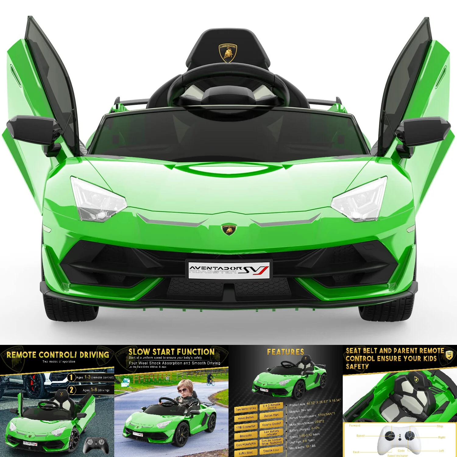 12V Licensed Lamborghini Electric Ride-On Car Toy for Kids - Image 14