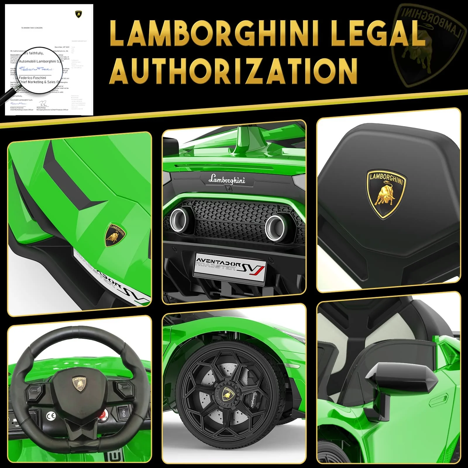 12V Licensed Lamborghini Electric Ride-On Car Toy for Kids - Image 23