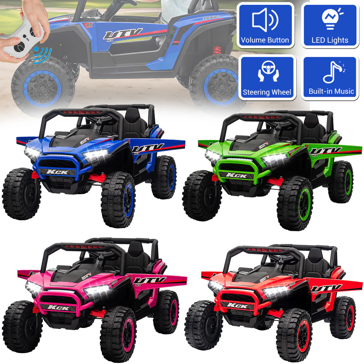 12V Ride-On Off-Road UTV Toy Car with Remote Control and LED Lights for Kids - Image 6
