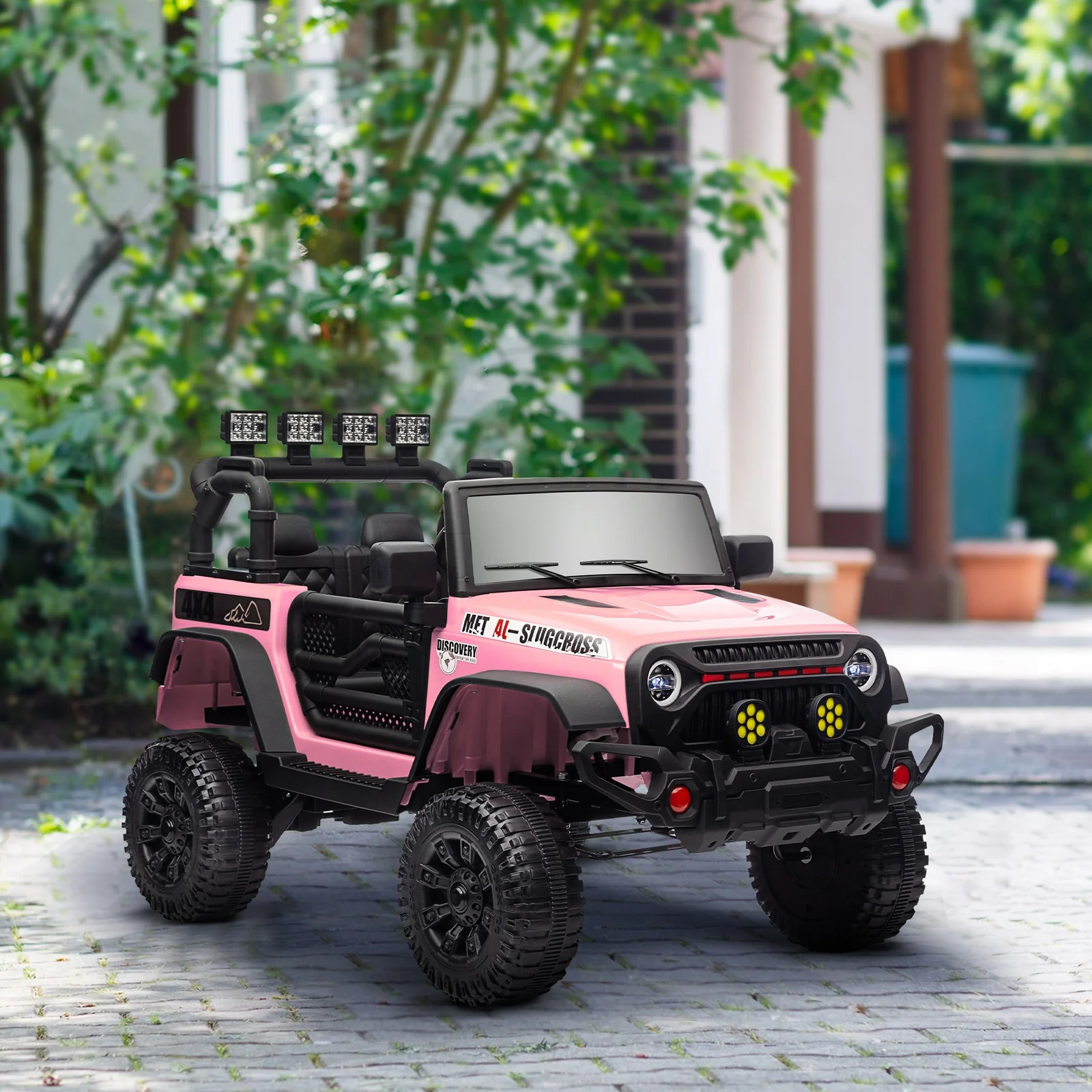 12V Pink Ride-On Car and Truck with Suspension Wheels - Image 9