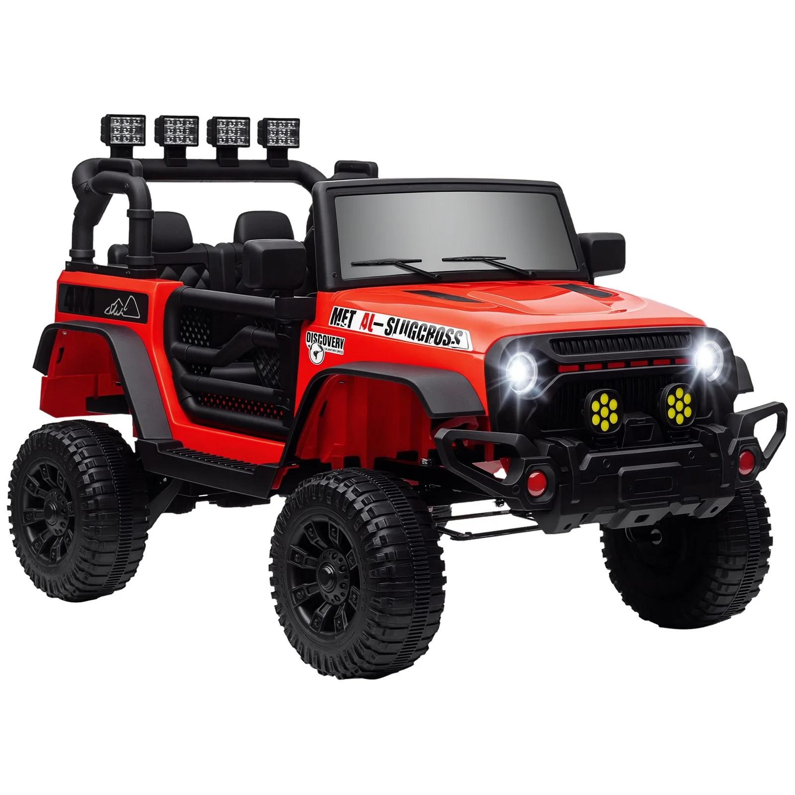 12V Red Ride-On Car and Truck with Suspension Wheels - Image 3