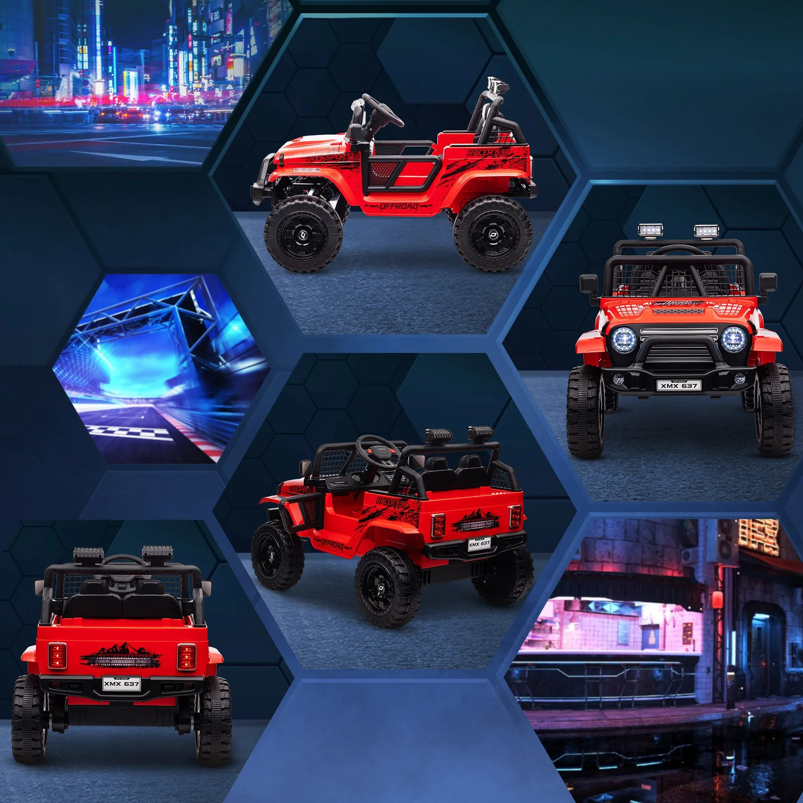 12V Red Ride-On UTV Truck with 4 Suspension Wheels - Image 11