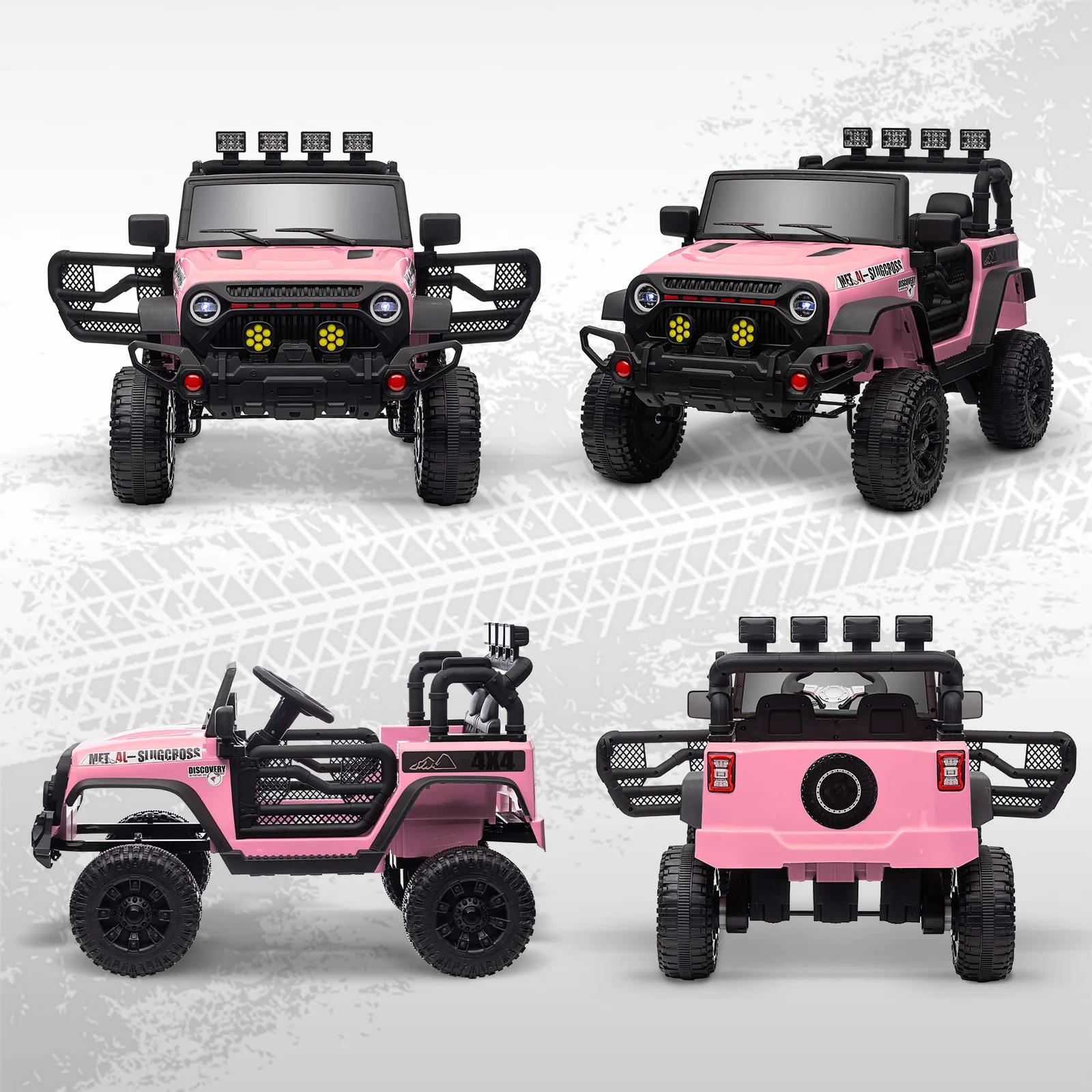 12V Pink Ride-On UTV Car with Bluetooth and 4 Suspension Wheels - Image 11