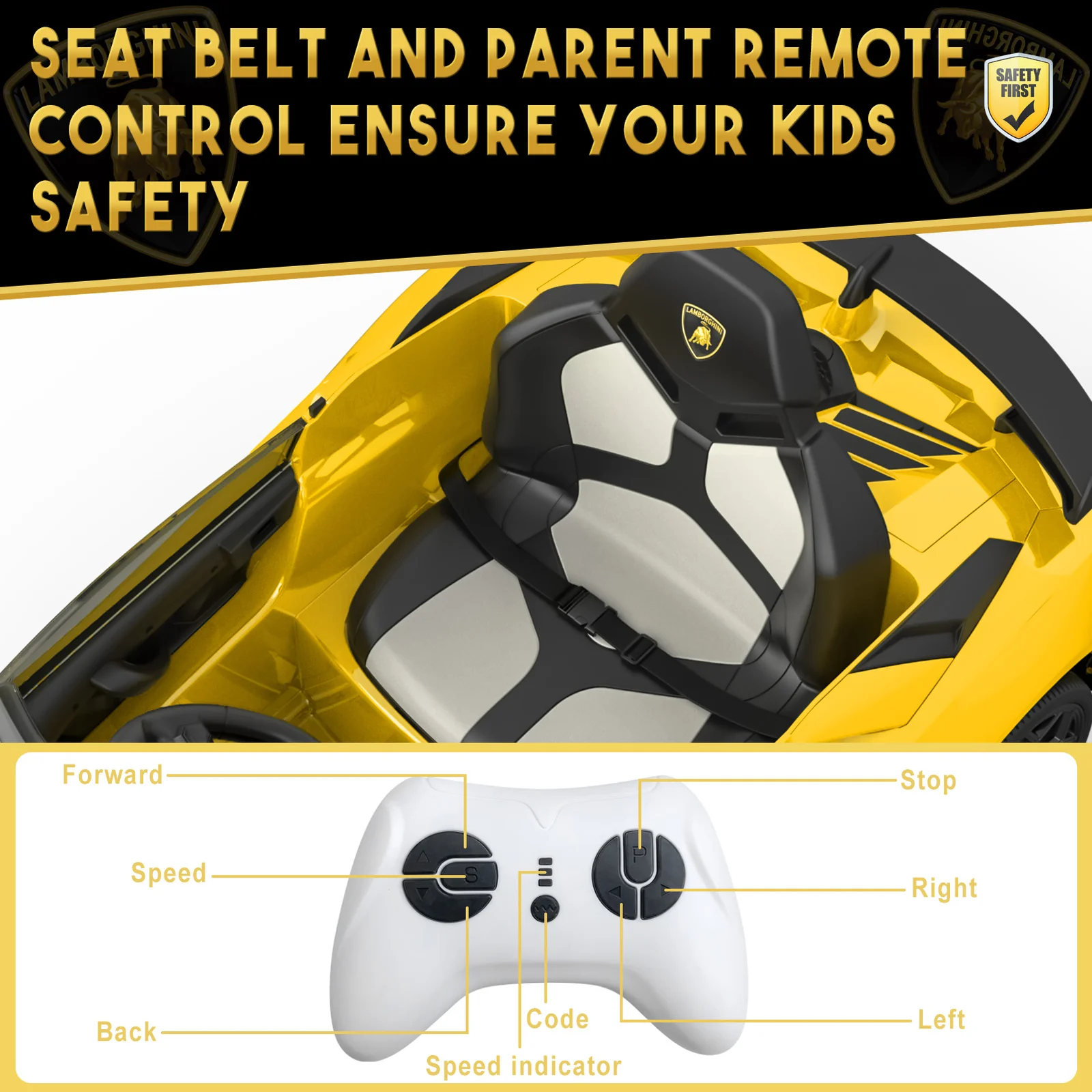 12V Licensed Lamborghini Electric Ride-On Car Toy for Kids with Hydraulic Doors - Image 4