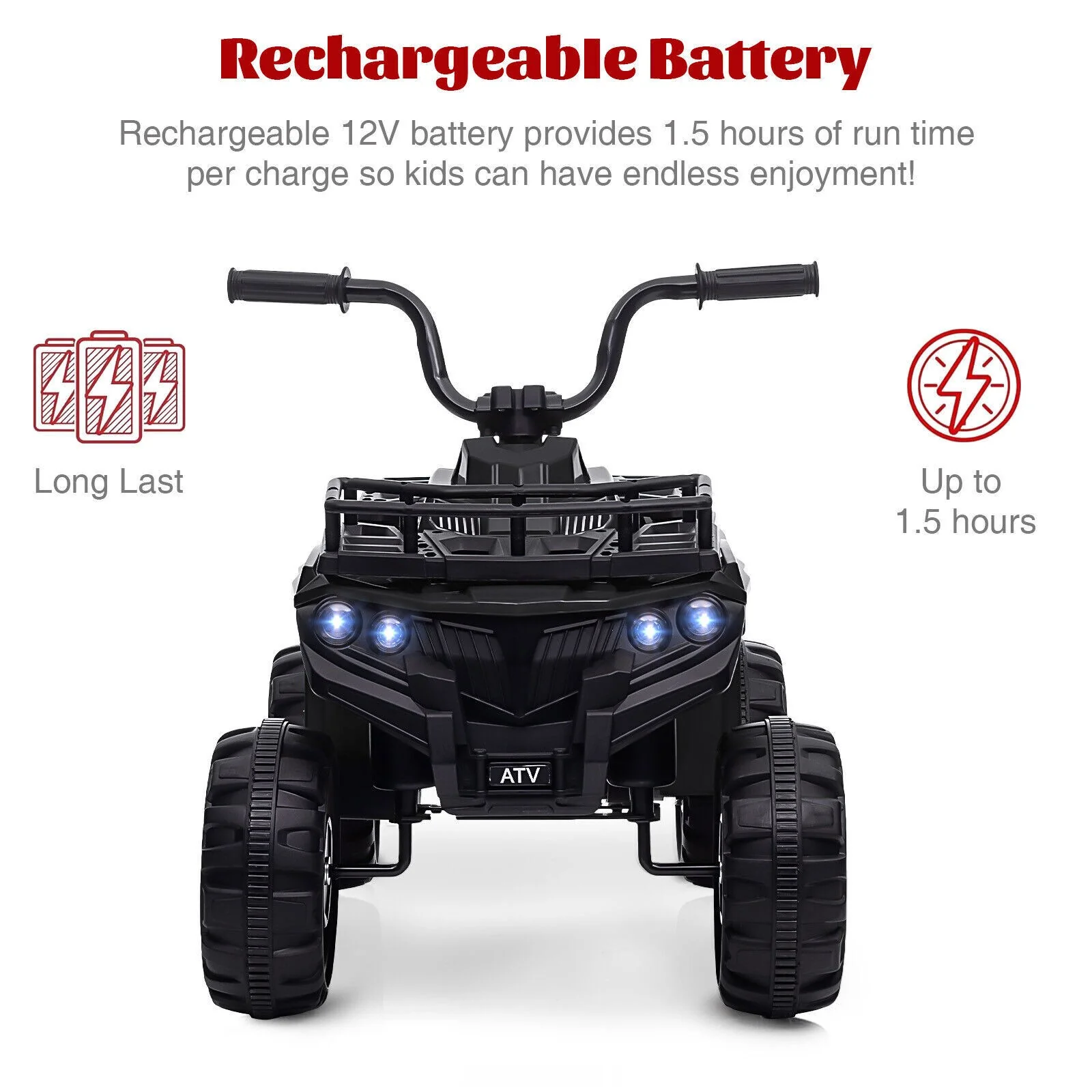 12V Electric Ride-On 4-Wheel ATV Quad for Kids with Power Wheels - Image 4