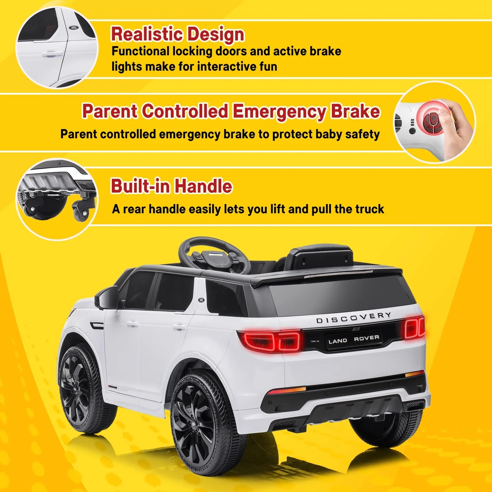 12V Licensed Land Rover Electric Ride-On Truck for Kids with Remote Control Battery-Powered Toy Car - Image 12