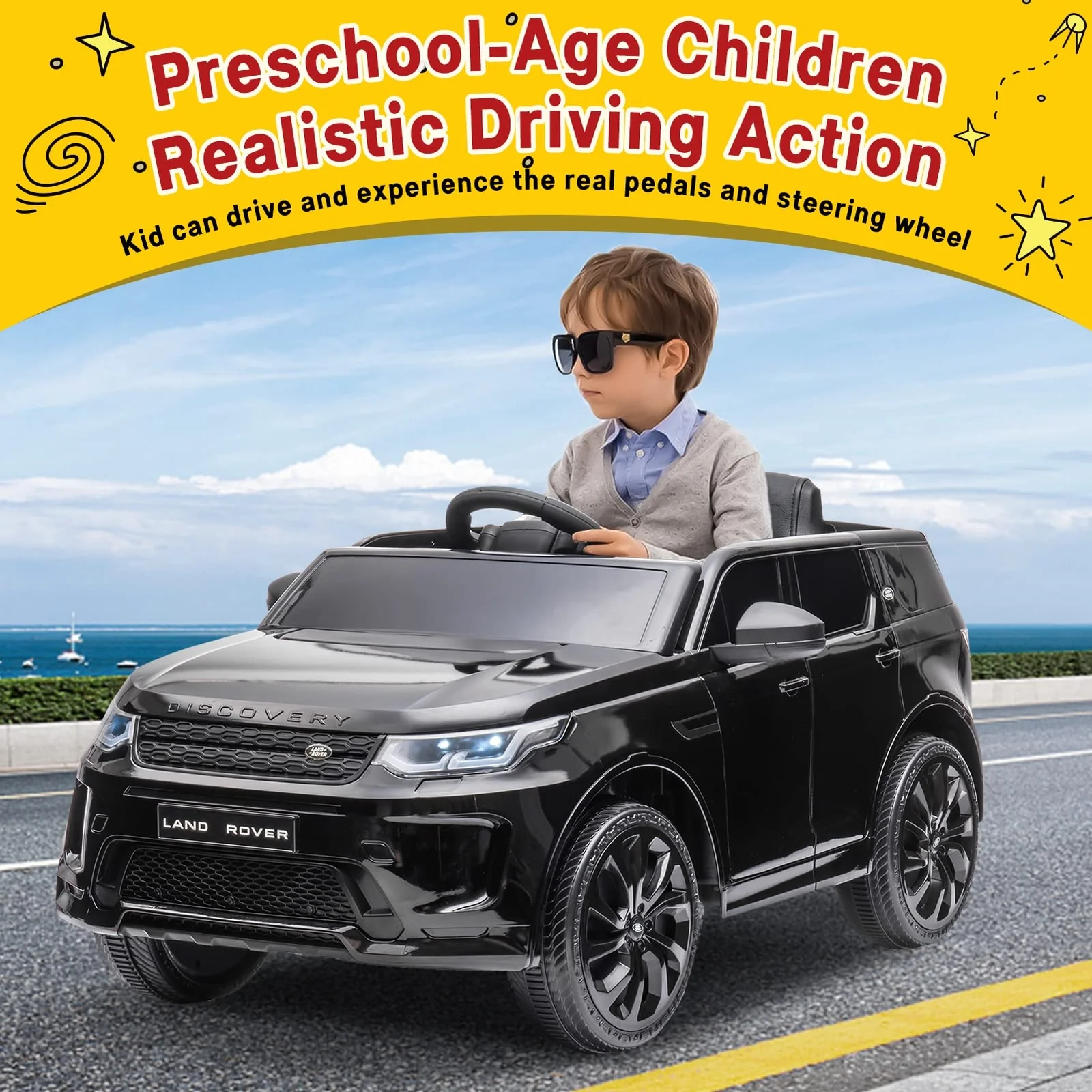 12V Licensed Land Rover Electric Ride-On Truck for Kids with Remote Control Battery-Powered Toy Car - Image 18