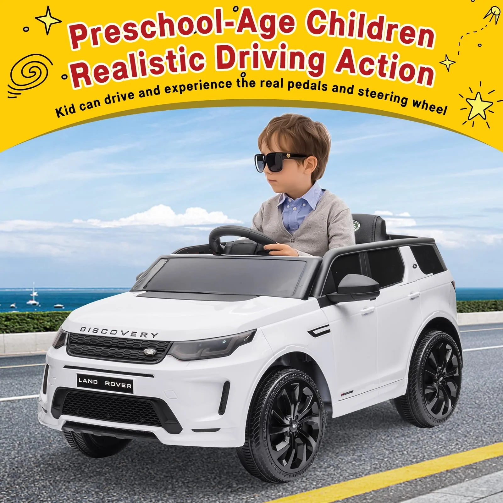 12V Licensed Land Rover Electric Ride-On Truck for Kids with Remote Control Battery-Powered Toy Car - Image 21