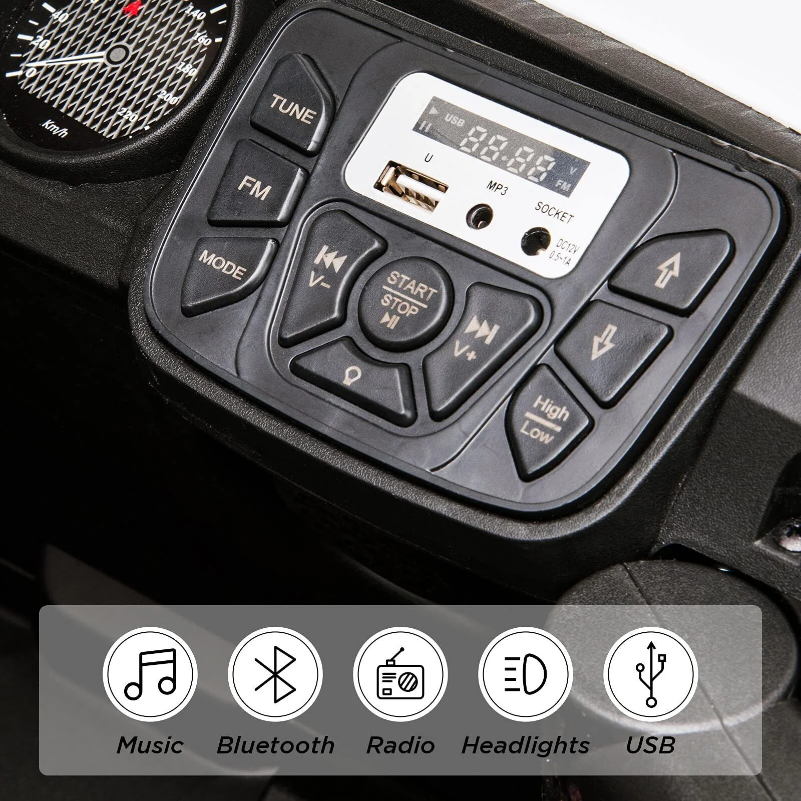 12V Ride On Car Truck Toy with LED Lights, Music, and Seat Belt - Perfect Xmas Gift for Kids with Remote Control - Image 4