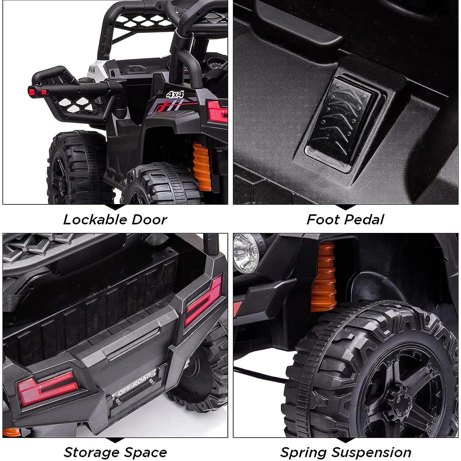 12V Ride-On Car Truck Toy with Remote Control, LED Lights, USB & AUX Ports, and Music Player - Image 3