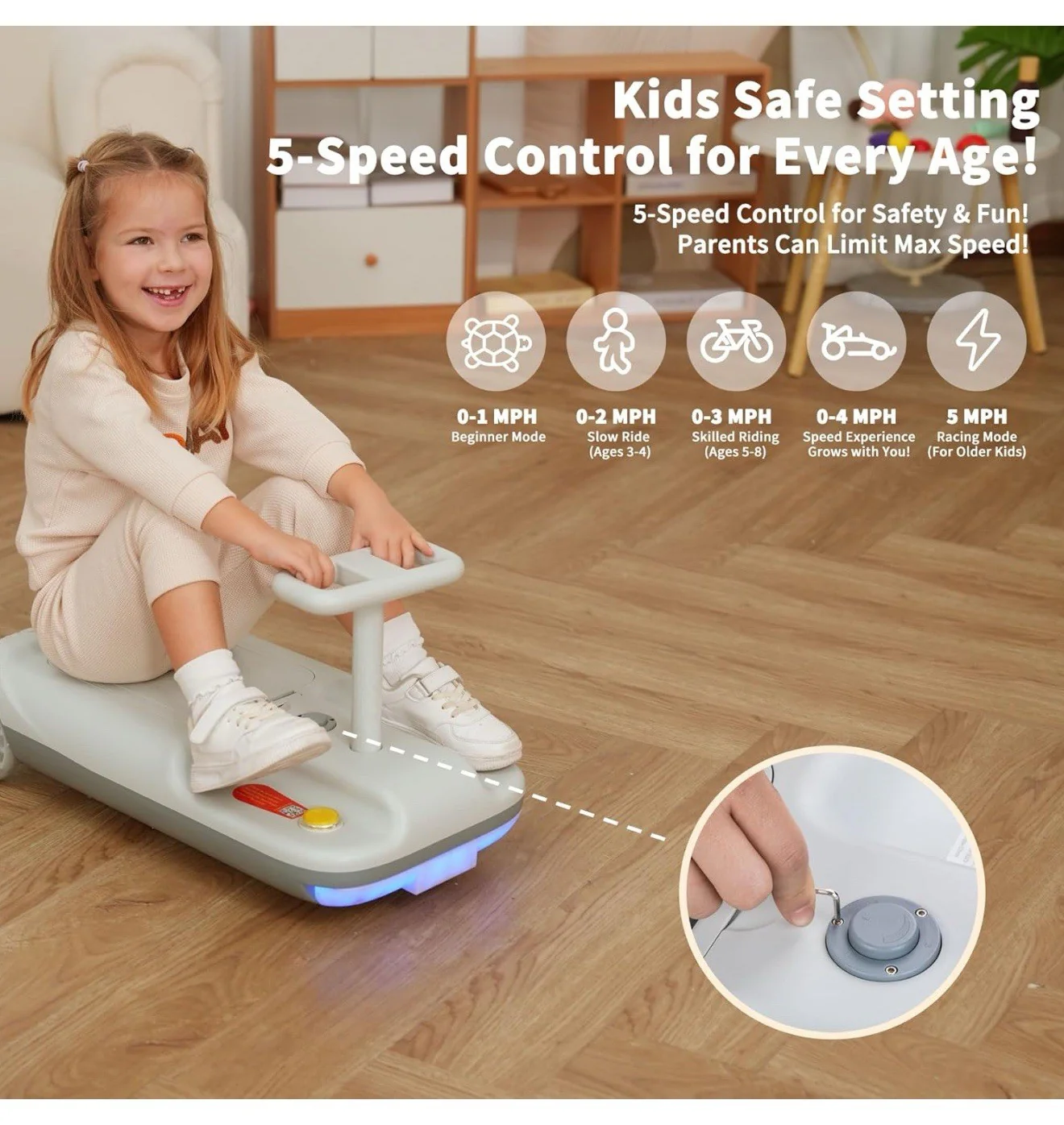 12V Ride-On Car with Cleaning Function 3-in-1 Gokart Soft Start 5-Speed Adjustable - Image 7