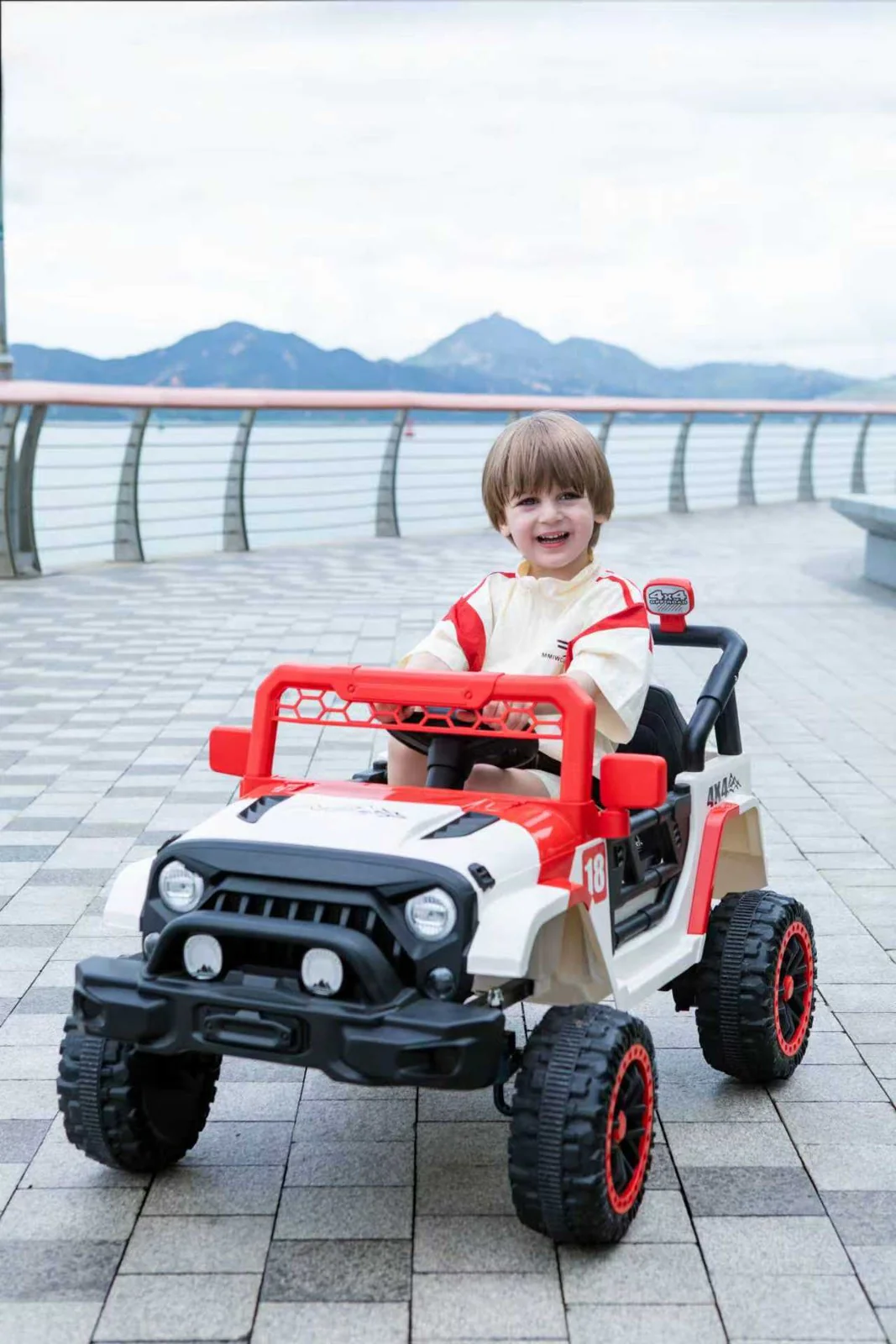 12V Electric Ride-On Car with Remote, LED Lights, and Music for Kids - Red - Image 3