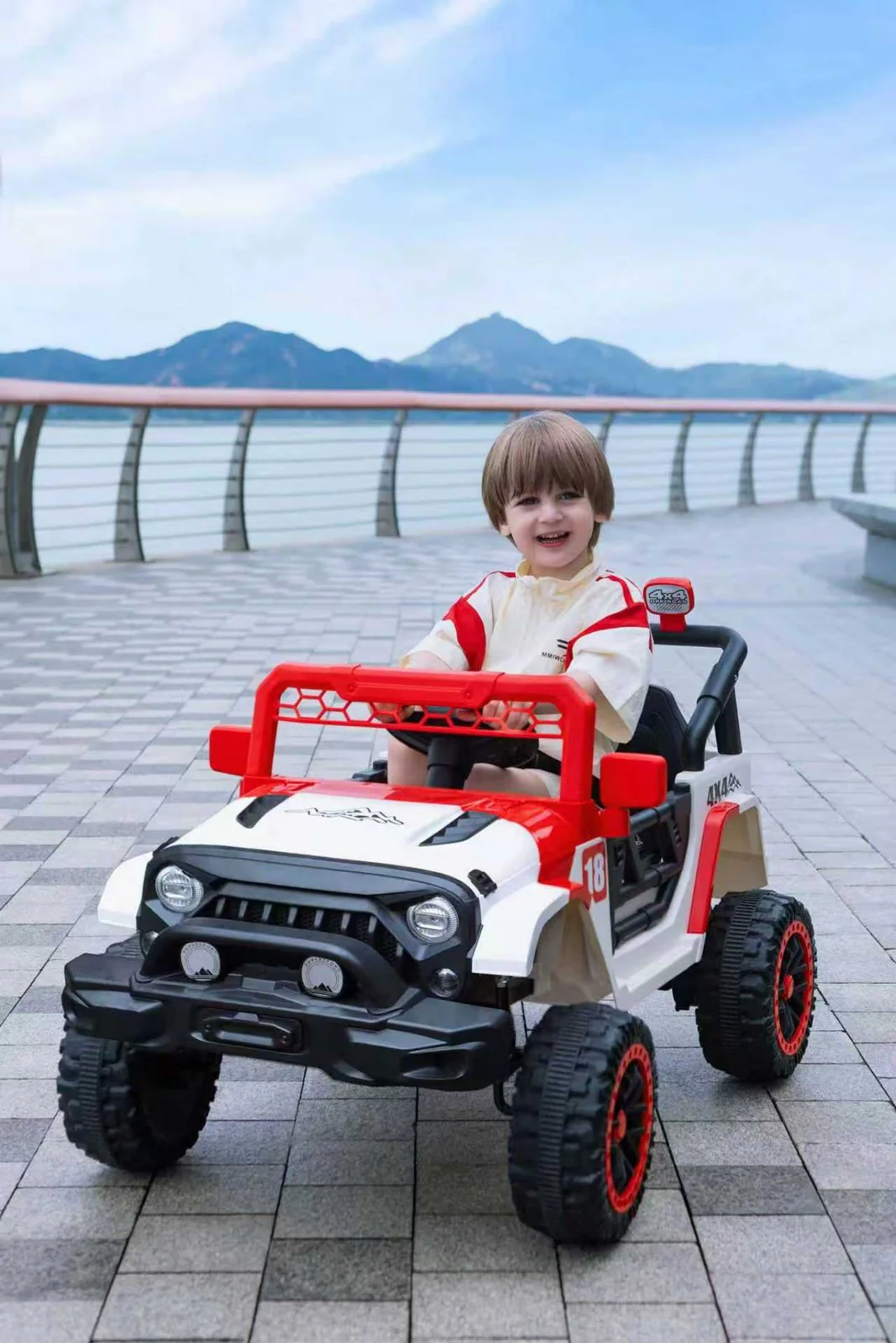 12V Electric Ride-On Car with Remote, LED Lights, and Music for Kids - Red - Image 5