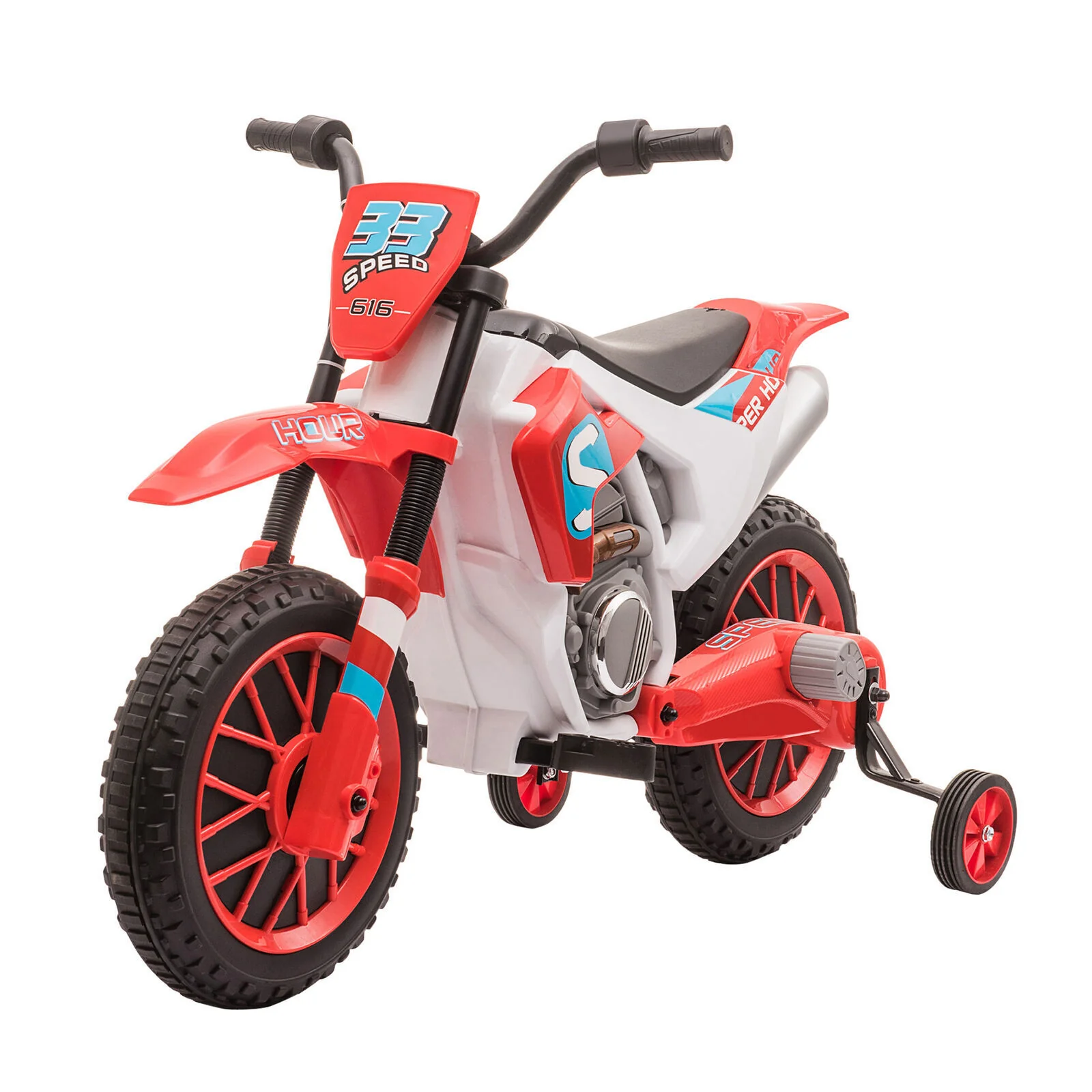 12V Electric Ride-On Dirt Bike Motorcycle Toy with Training Wheels for Off-Road Use - Image 4