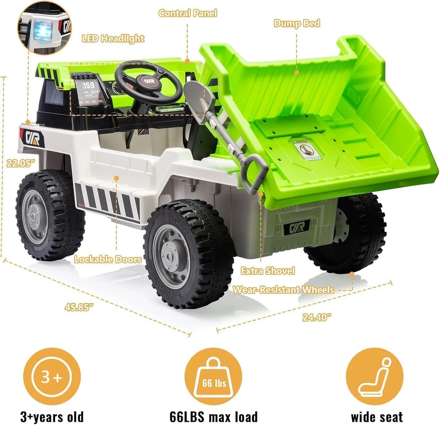 12V 4-Wheel Electric Ride-On Dump Truck with Battery-Powered Dump Bed Toy Car - Image 14