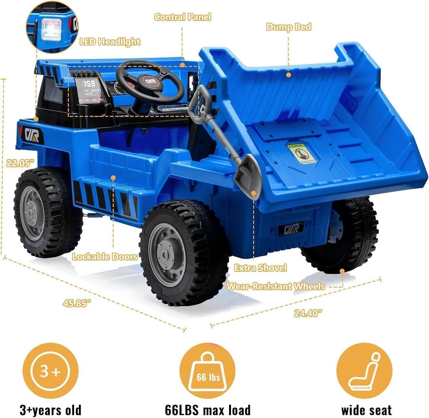 12V 4-Wheel Electric Ride-On Dump Truck with Battery-Powered Dump Bed Toy Car - Image 3