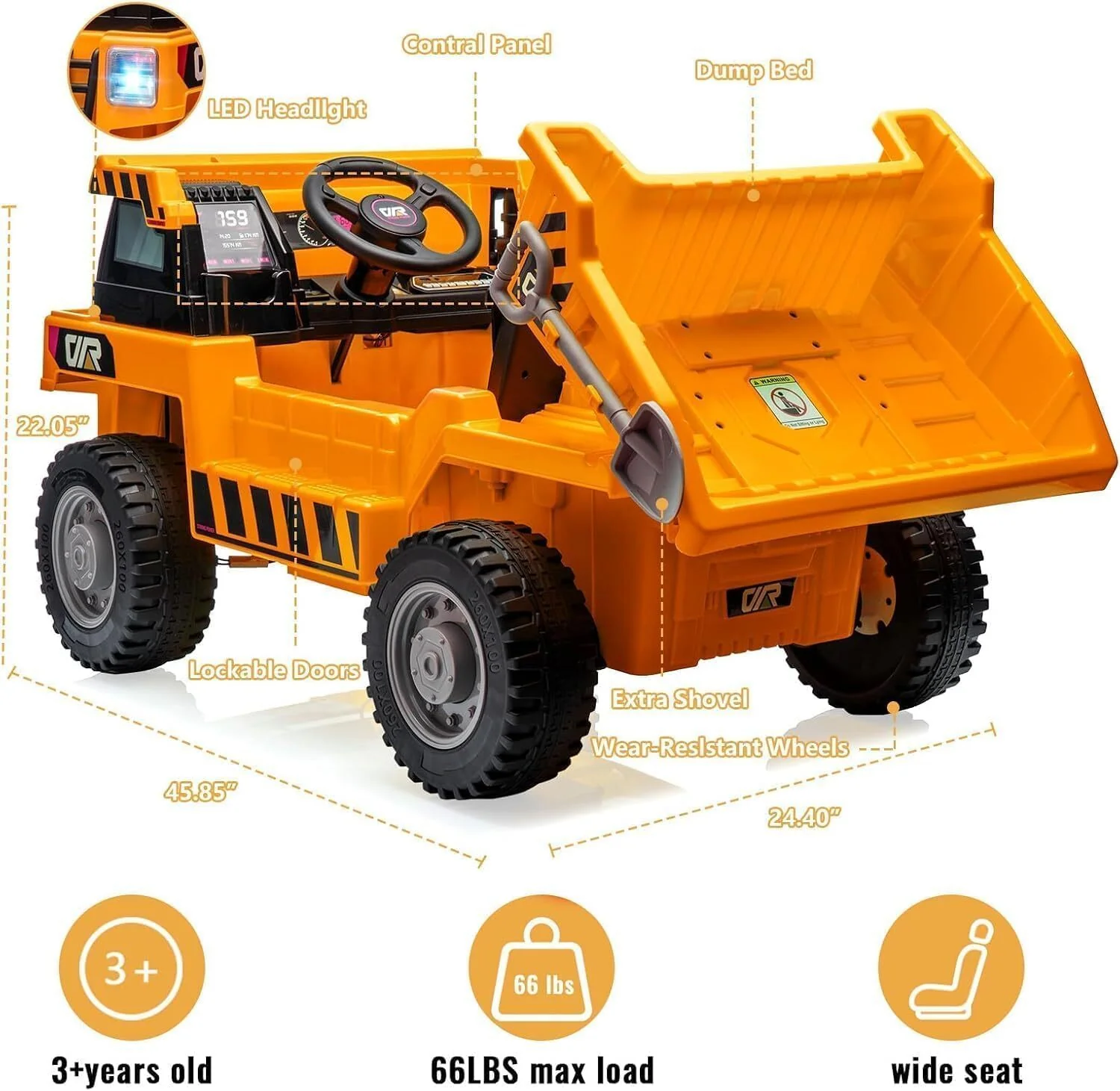 12V 4-Wheel Electric Ride-On Dump Truck with Battery-Powered Dump Bed Toy Car - Image 9