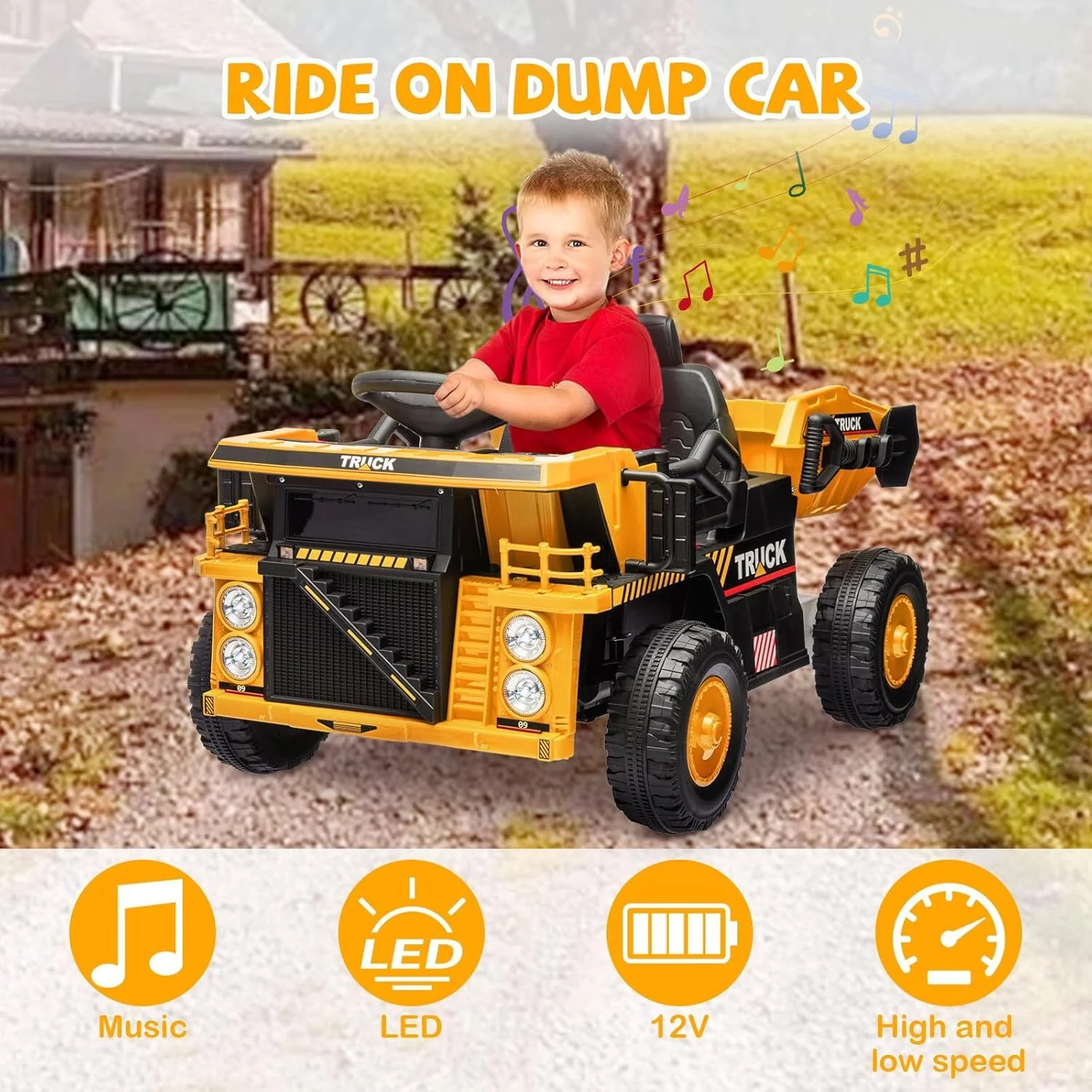 12V Electric Ride-On Dump Truck and Car Toy with Remote Control and Functional Dump Bed - Image 16
