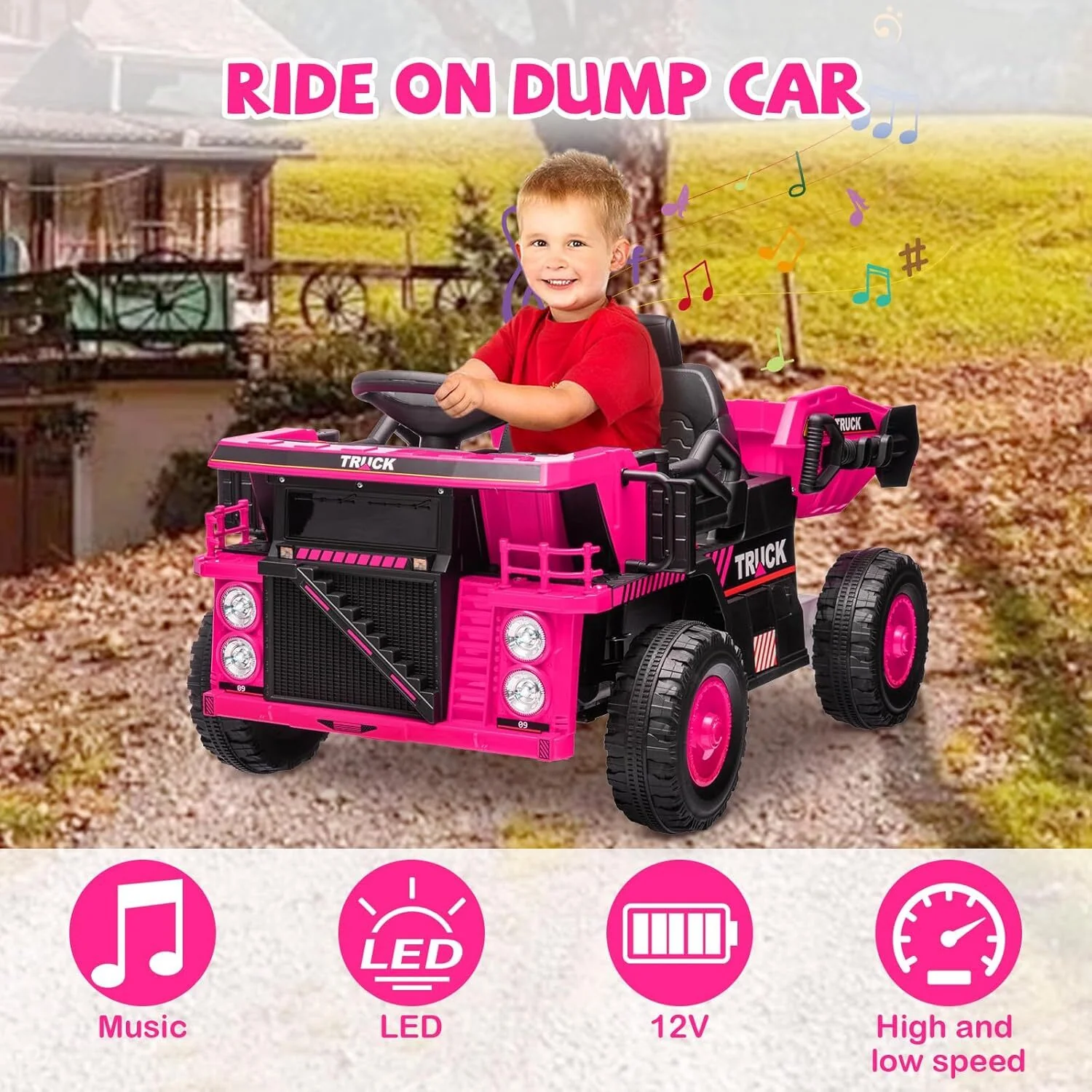 12V Electric Ride-On Dump Truck and Car Toy with Remote Control and Functional Dump Bed - Image 22