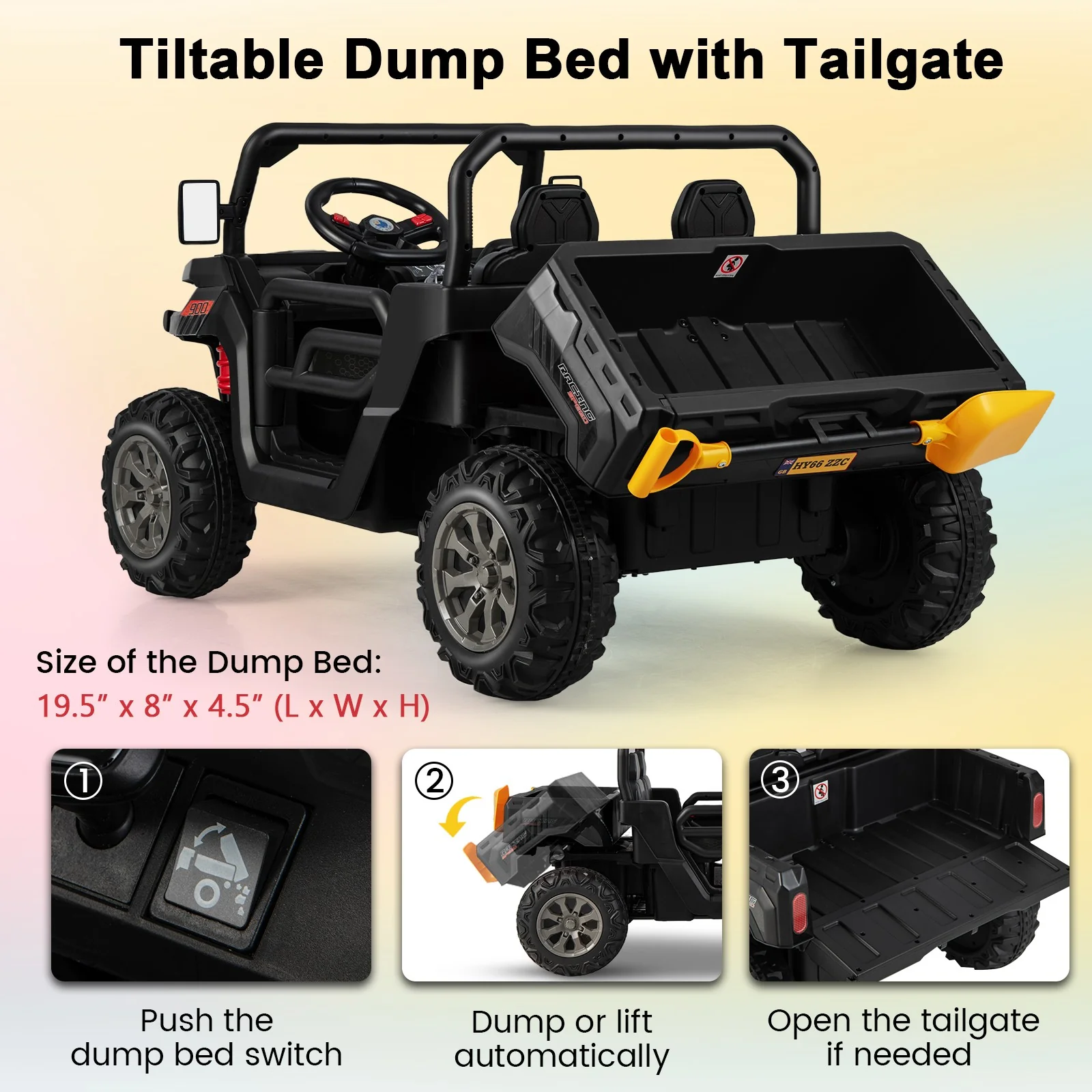 12V Ride-On Dump Truck with Dump Bed, Adjustable Safety Belt, and Lockable Doors - Image 7