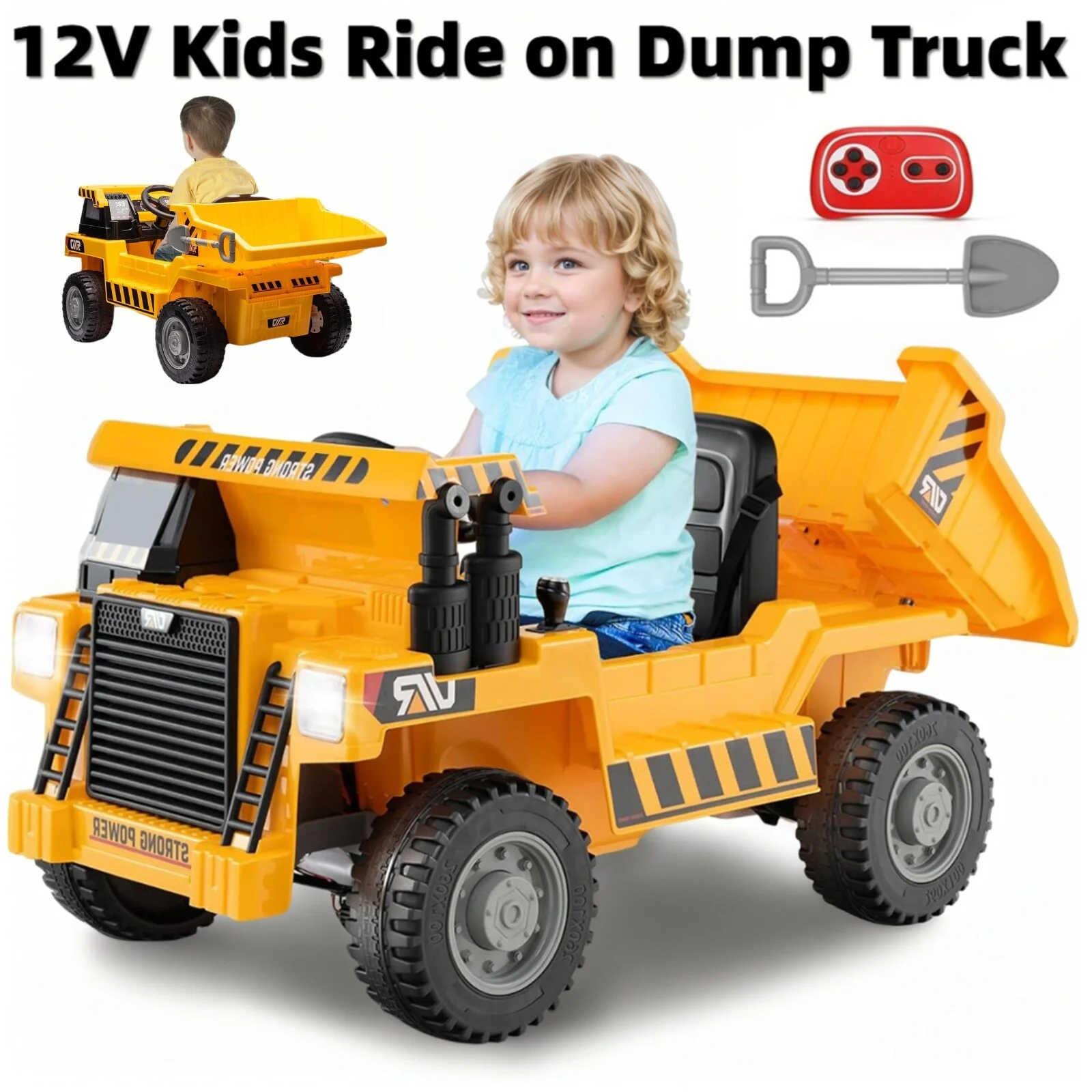 12V Ride-On Electric Dump Truck with Remote Control and Shovel for Kids - Image 15