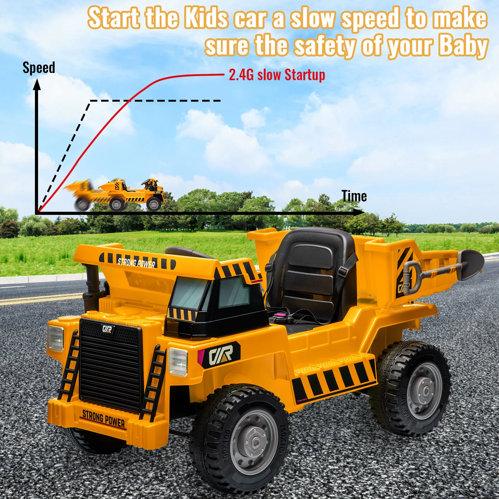 12V Ride-On Electric Dump Truck with Remote Control, Dump Bed, and Extra Shovel - Image 5