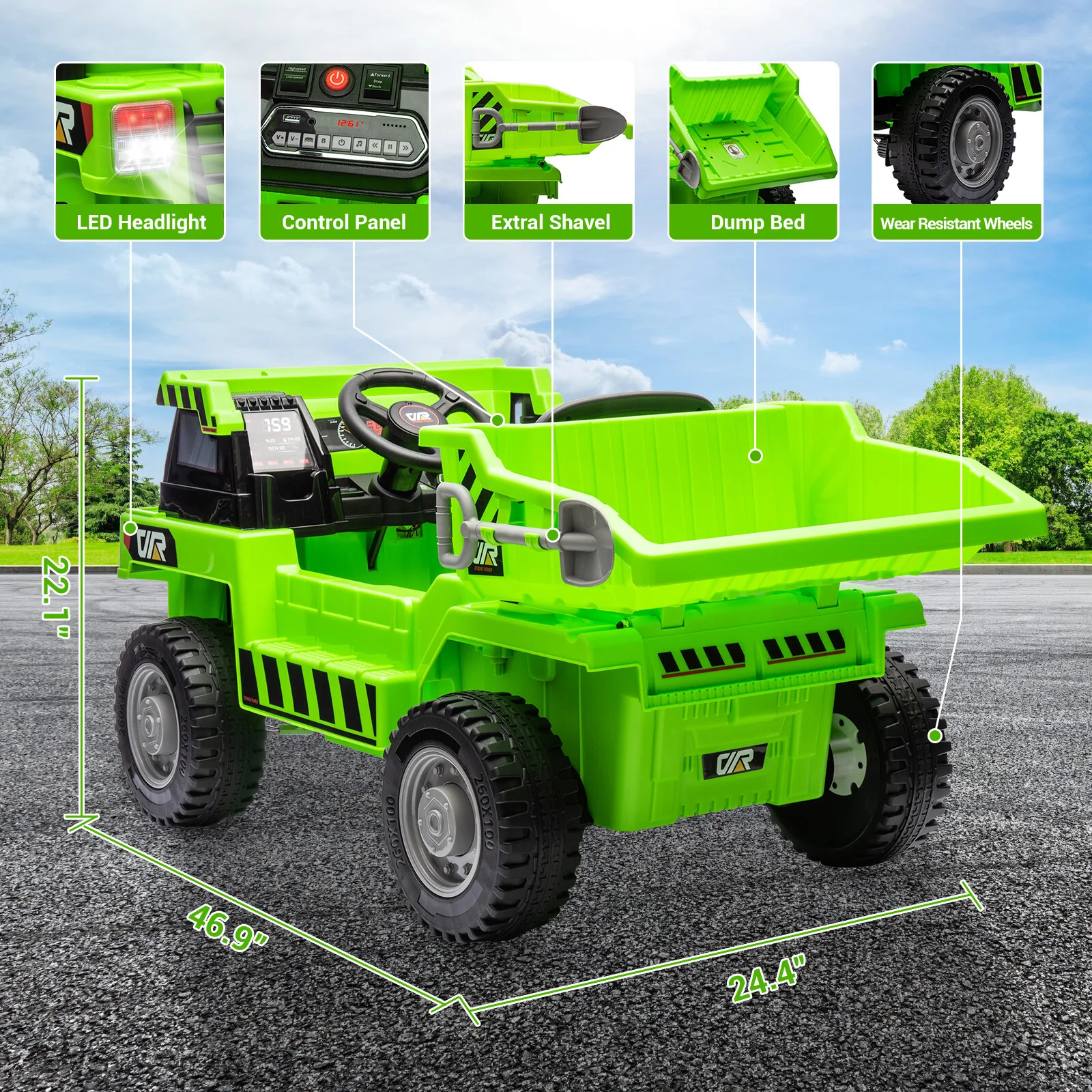 12V Electric Ride-On Dump Truck with Remote Control and Music for Kids - Image 10